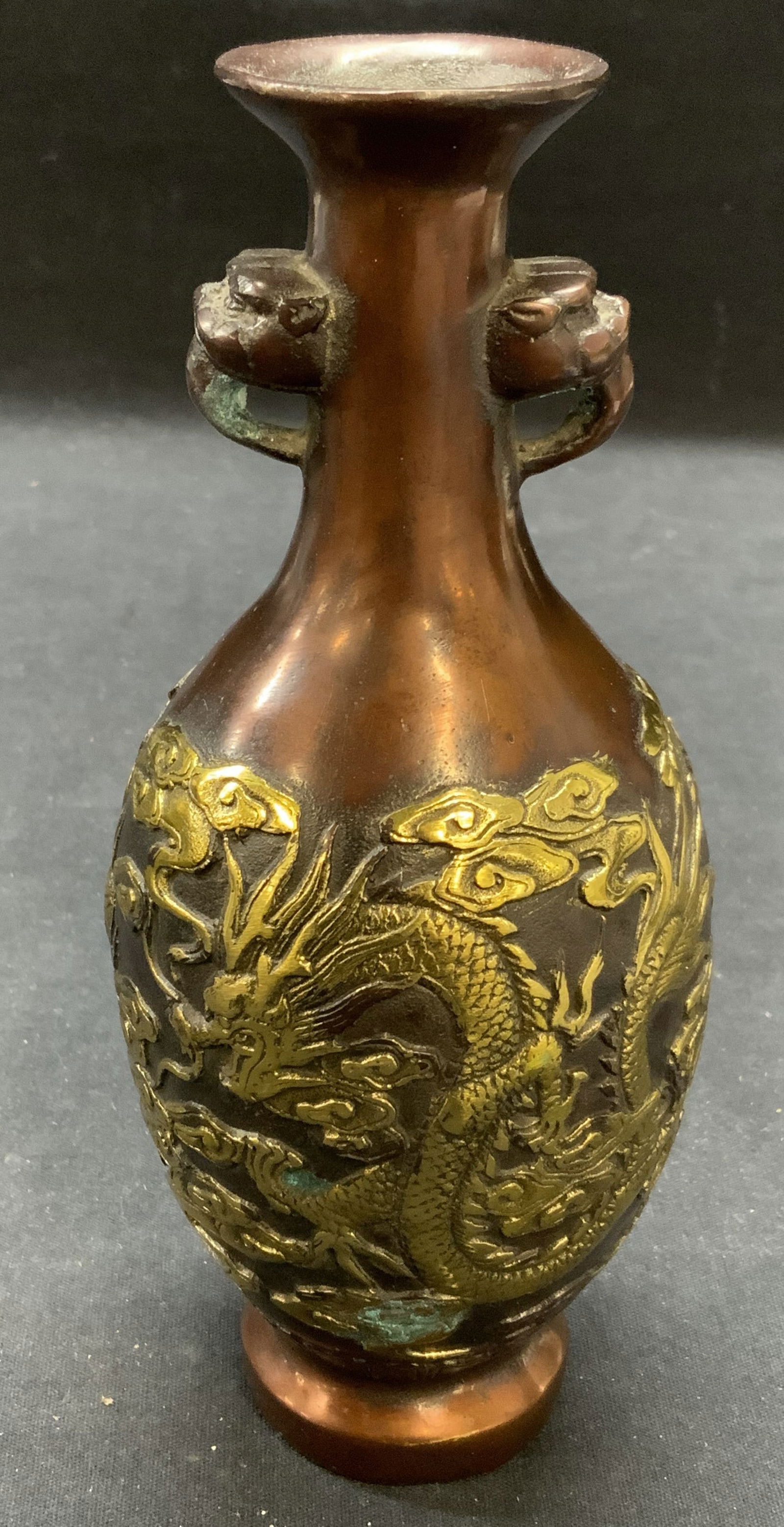 Stamped Chinese Bronze Phoenix & Dragon Vase (1 of 6)