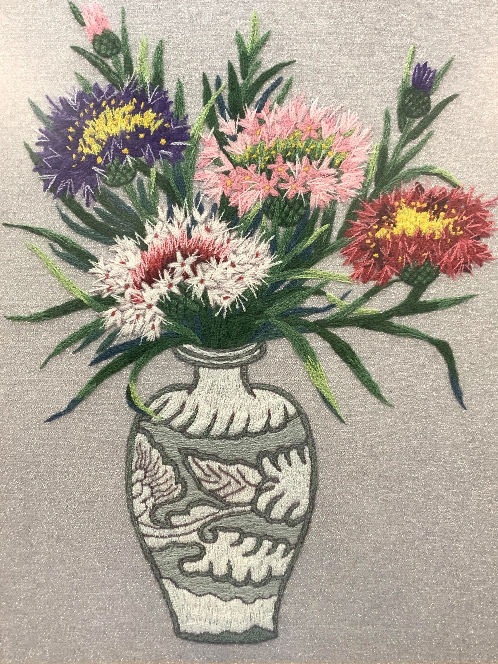 Still Life Framed Floral Applique Fabric Art (1 of 9)