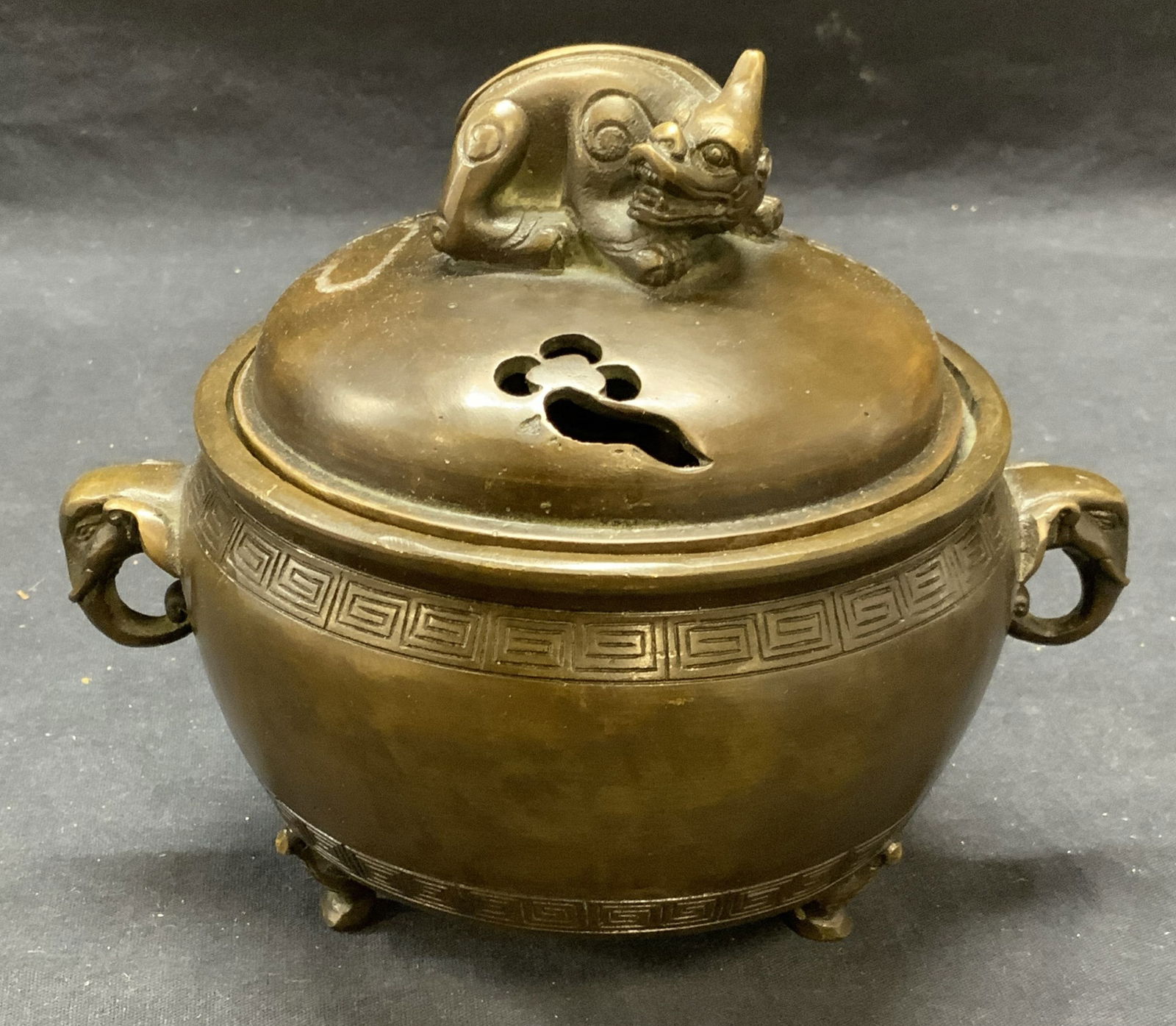 Stamped Chinese Bronze Foo Dog Incense Burner (1 of 6)