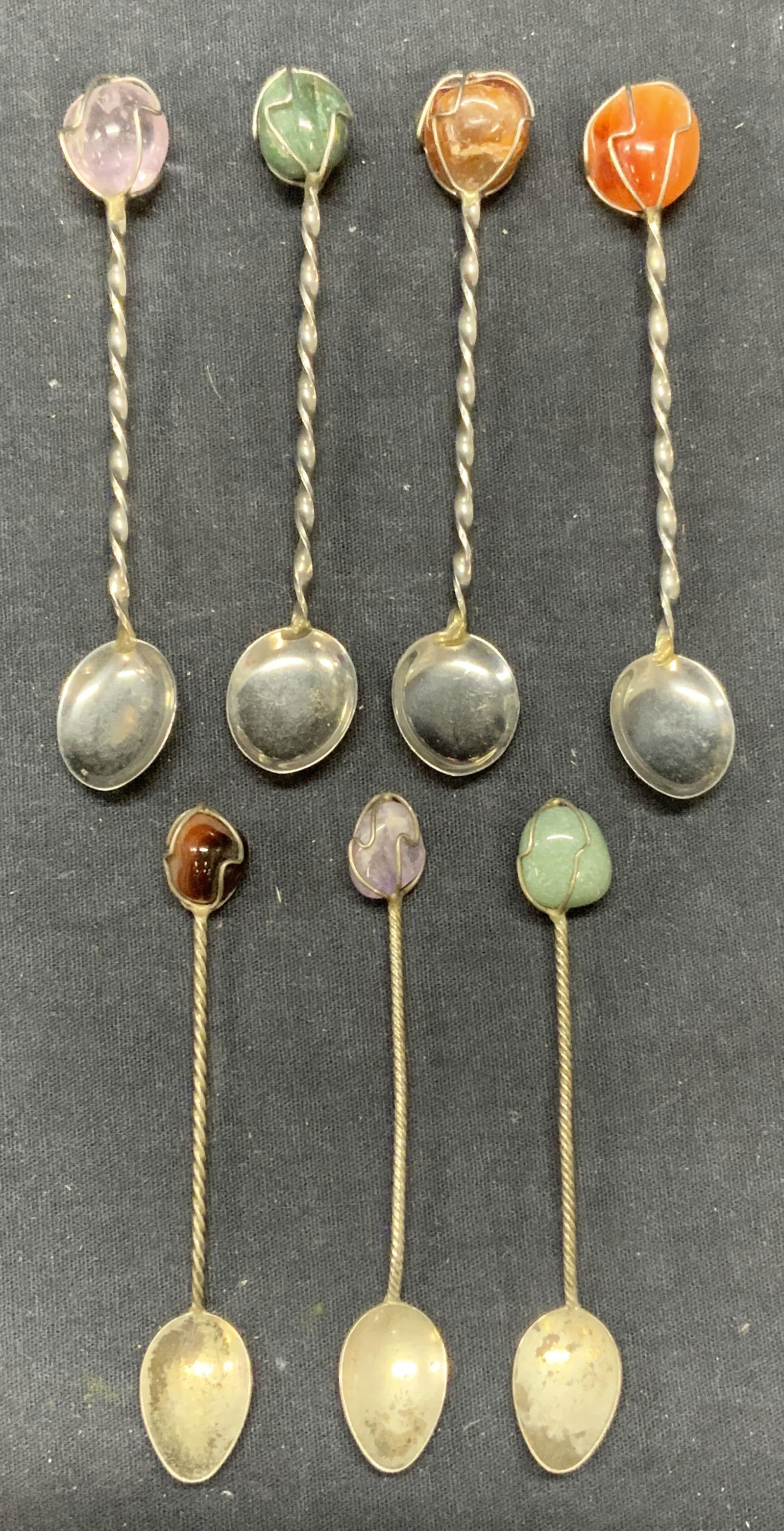 Lot 7 Vintage Gemstone Demitasse Spoons (1 of 8)