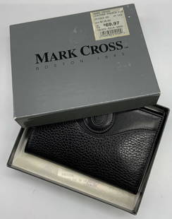 NIB MARK CROSS Italian Black Leather Wallet: New in box MARK CROSS French Black Leather Wallet. Contained in original box with original price tags. Purchased at CENTURY 21, original price was $135. Wallet has storage to interior for cards / mone