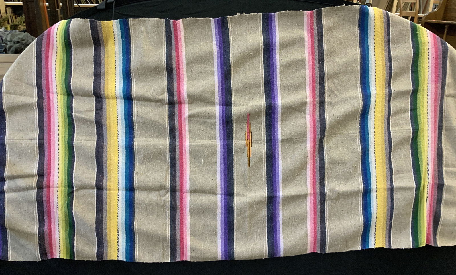 Taupe Wool-Cotton Mexican Throw Blanket (1 of 6)