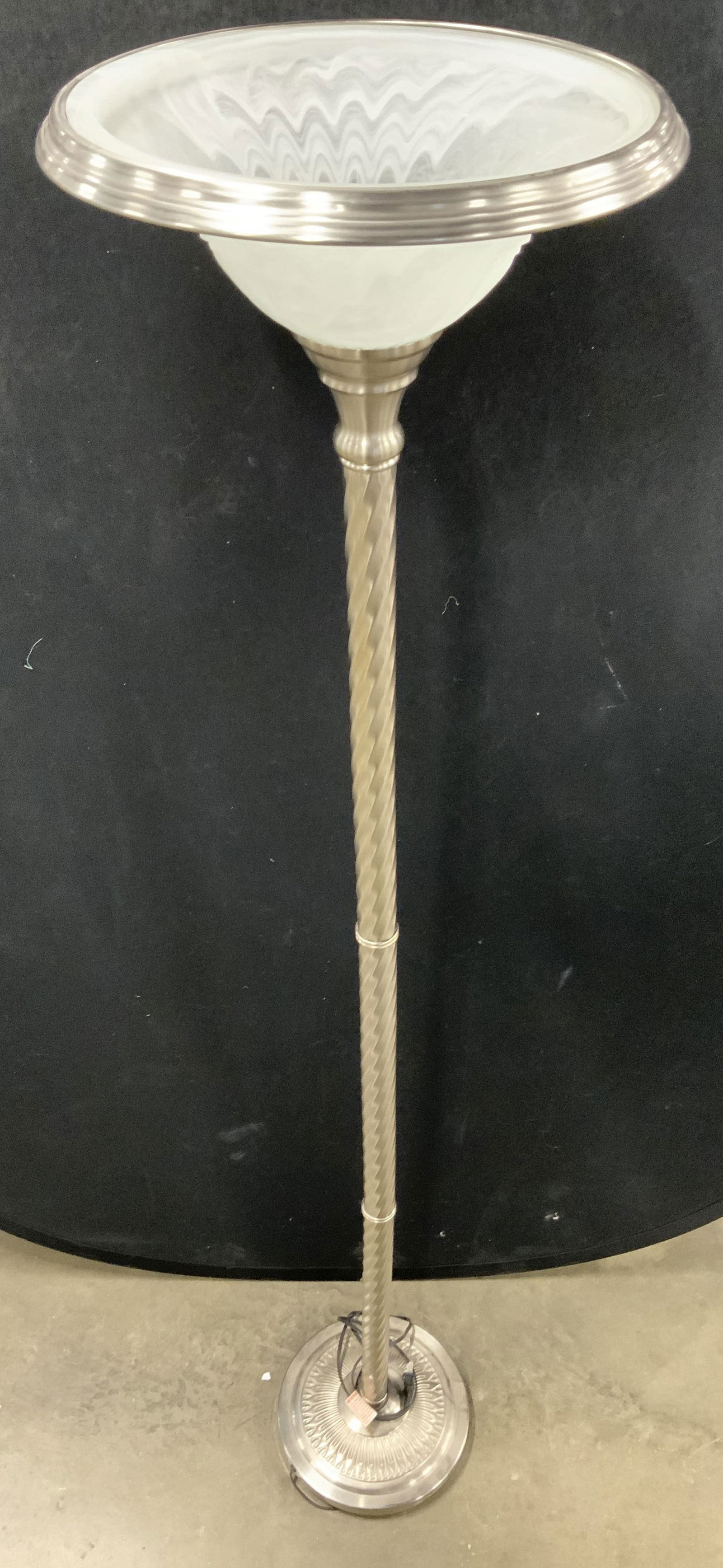 Brushed Metal Base Floor Lamp W Glass Shade (1 of 6)