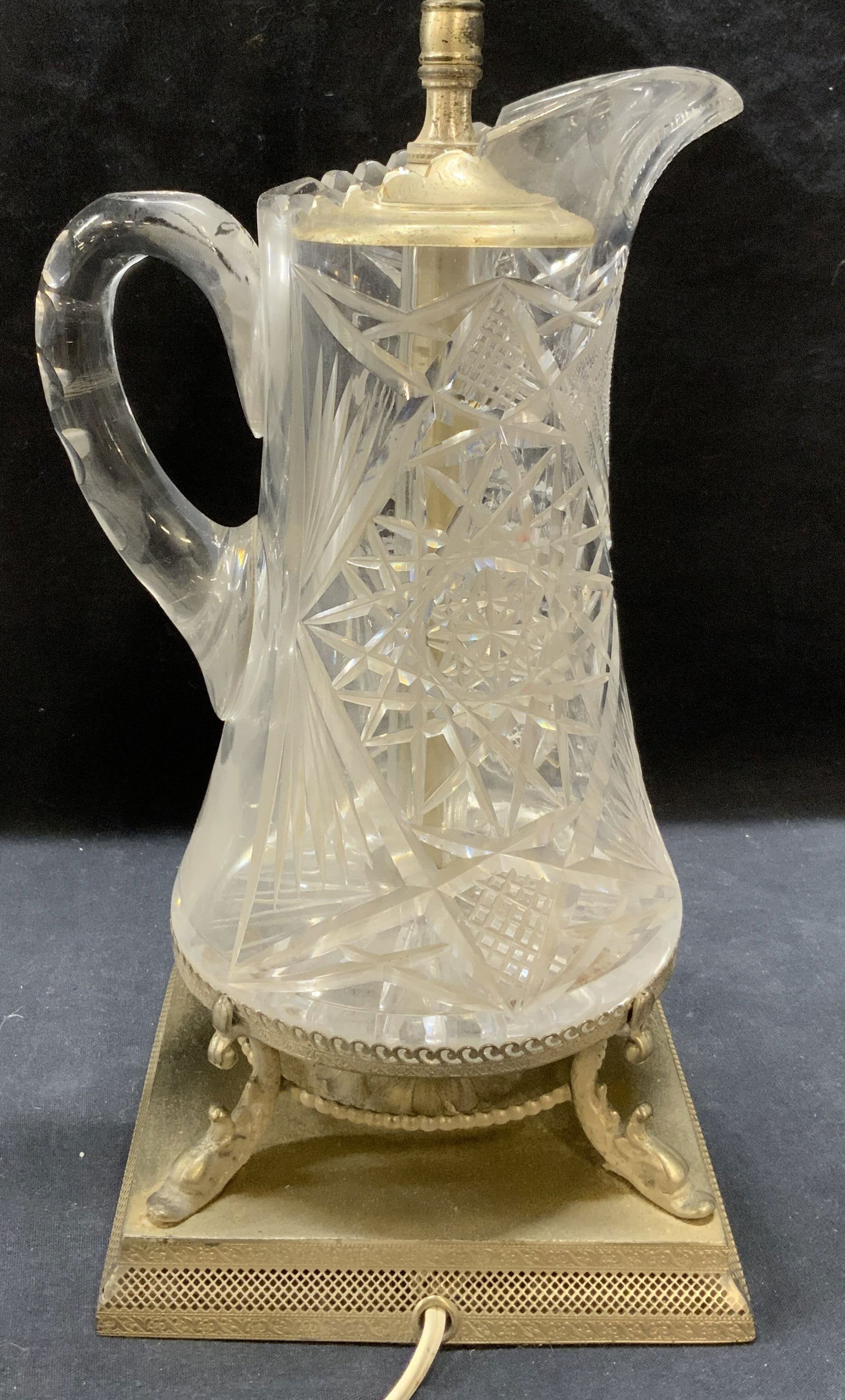 Vintage Cut Crystal Pitcher Table Lamp (1 of 7)