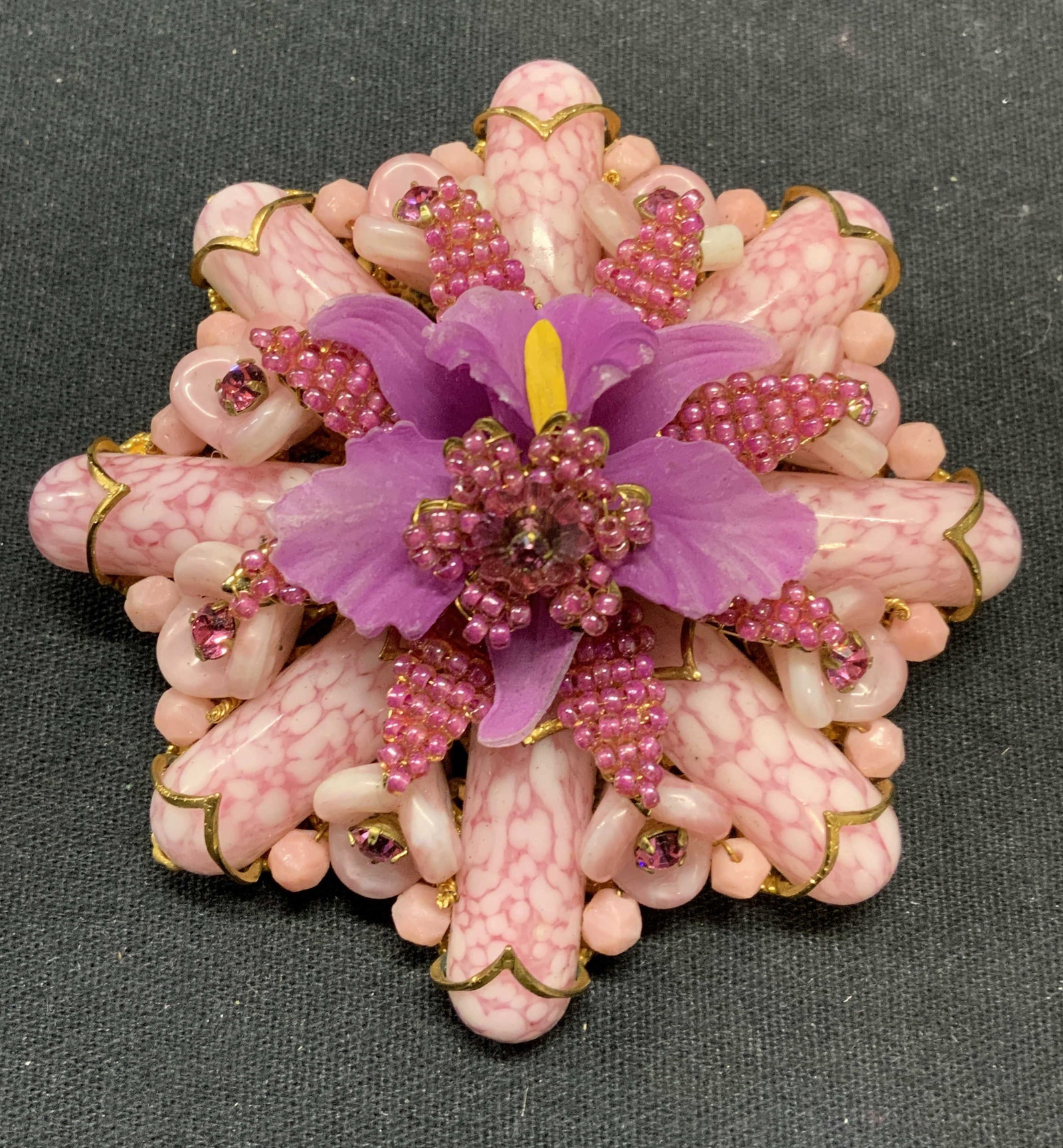 Vintage XL Pink Flower Brooch (1 of 6)
