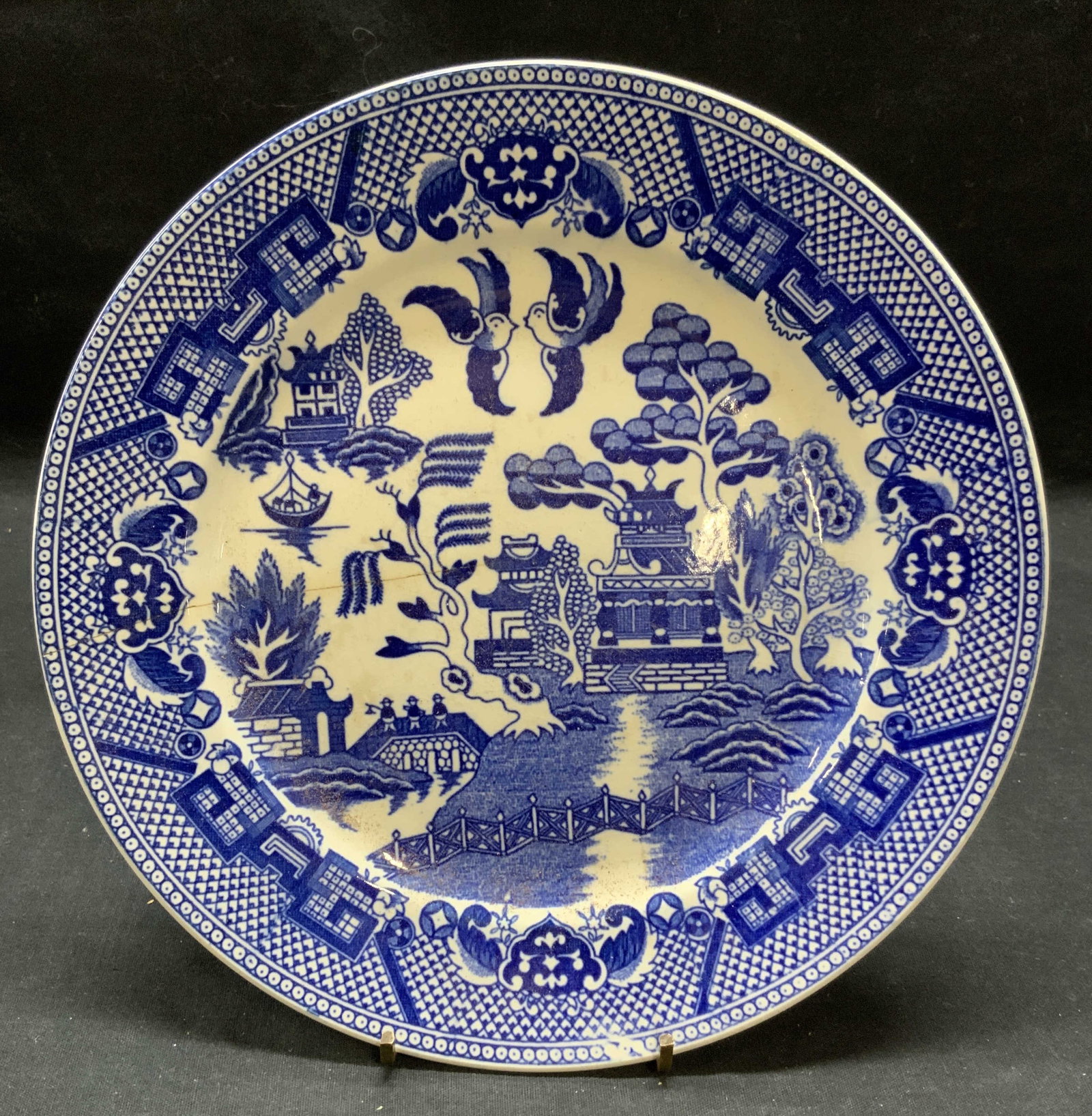 Vintage Japanese Blue Willow Ceramic Plate (1 of 6)