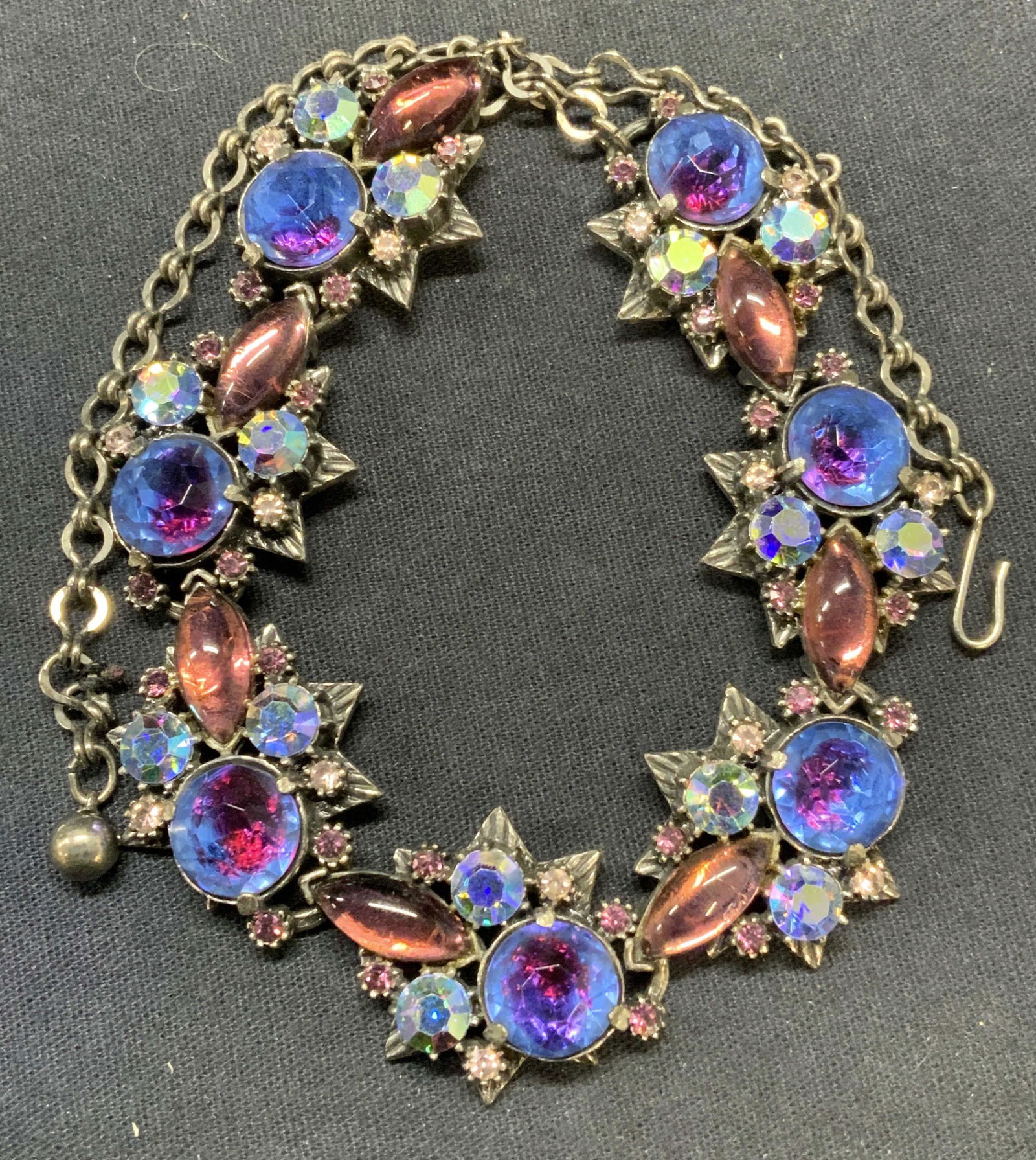 Vintage Florenza Purple Crystal Cluster Necklace (1 of 7)