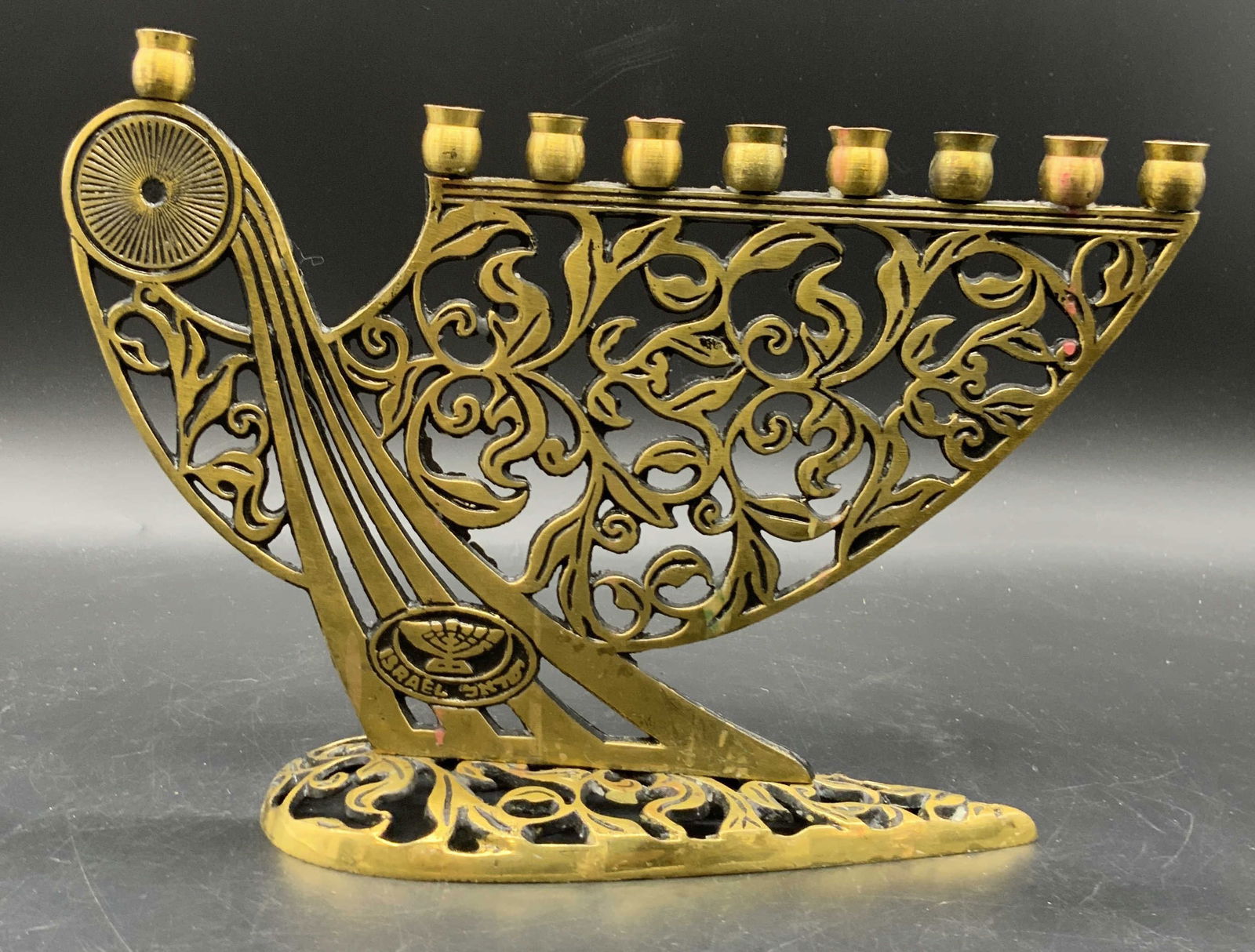 ISRAEL Judaica Brass Tone Metal Menorah (1 of 12)