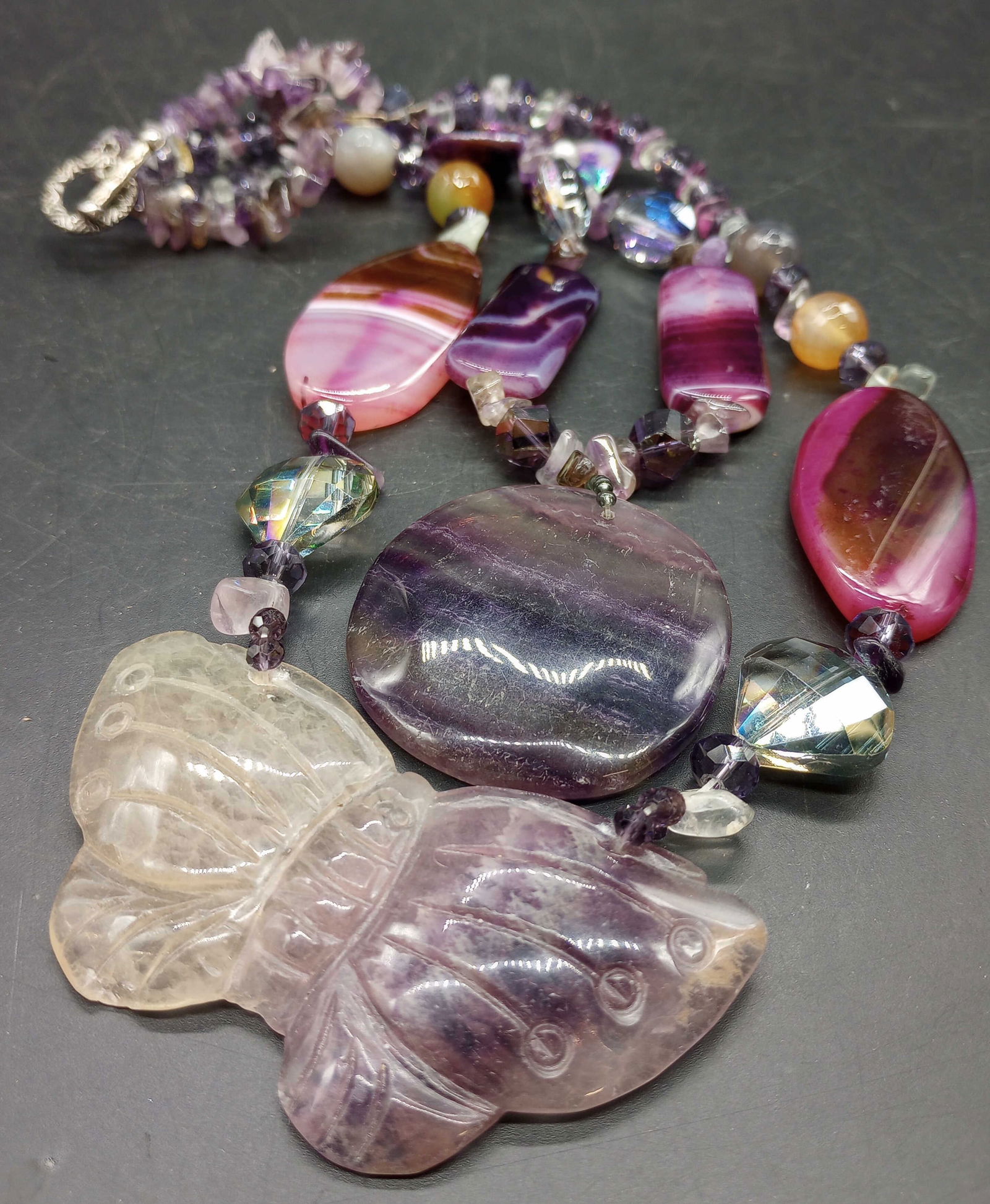 2 Hand Crafted Gemstone Necklaces, Sterling Clasp (1 of 11)