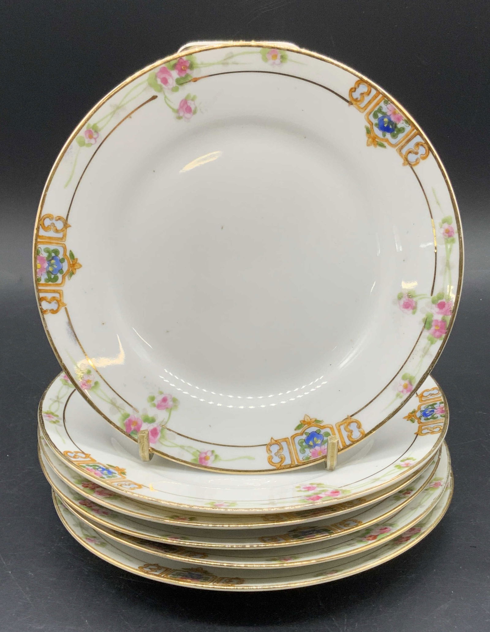 Set 6 NIPPON Vintage Hand Painted Floral Plates (1 of 9)