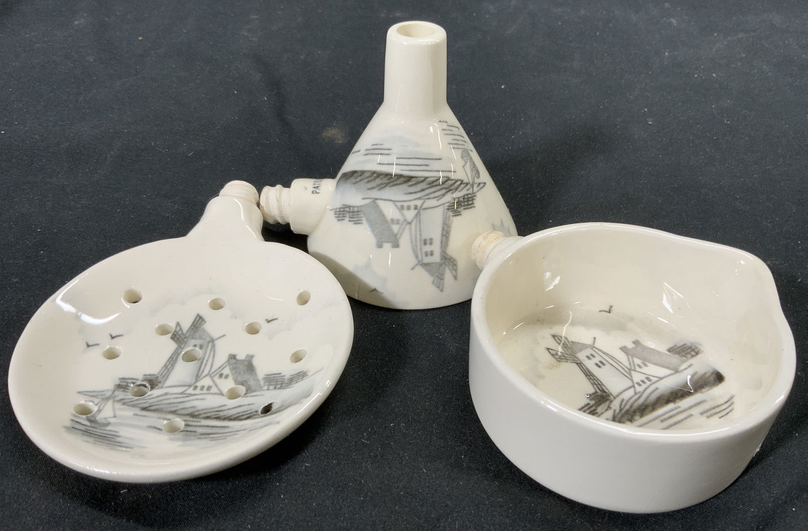Lot 3 Porcelain Tea Strainer, Pourer & Funnel (1 of 7)