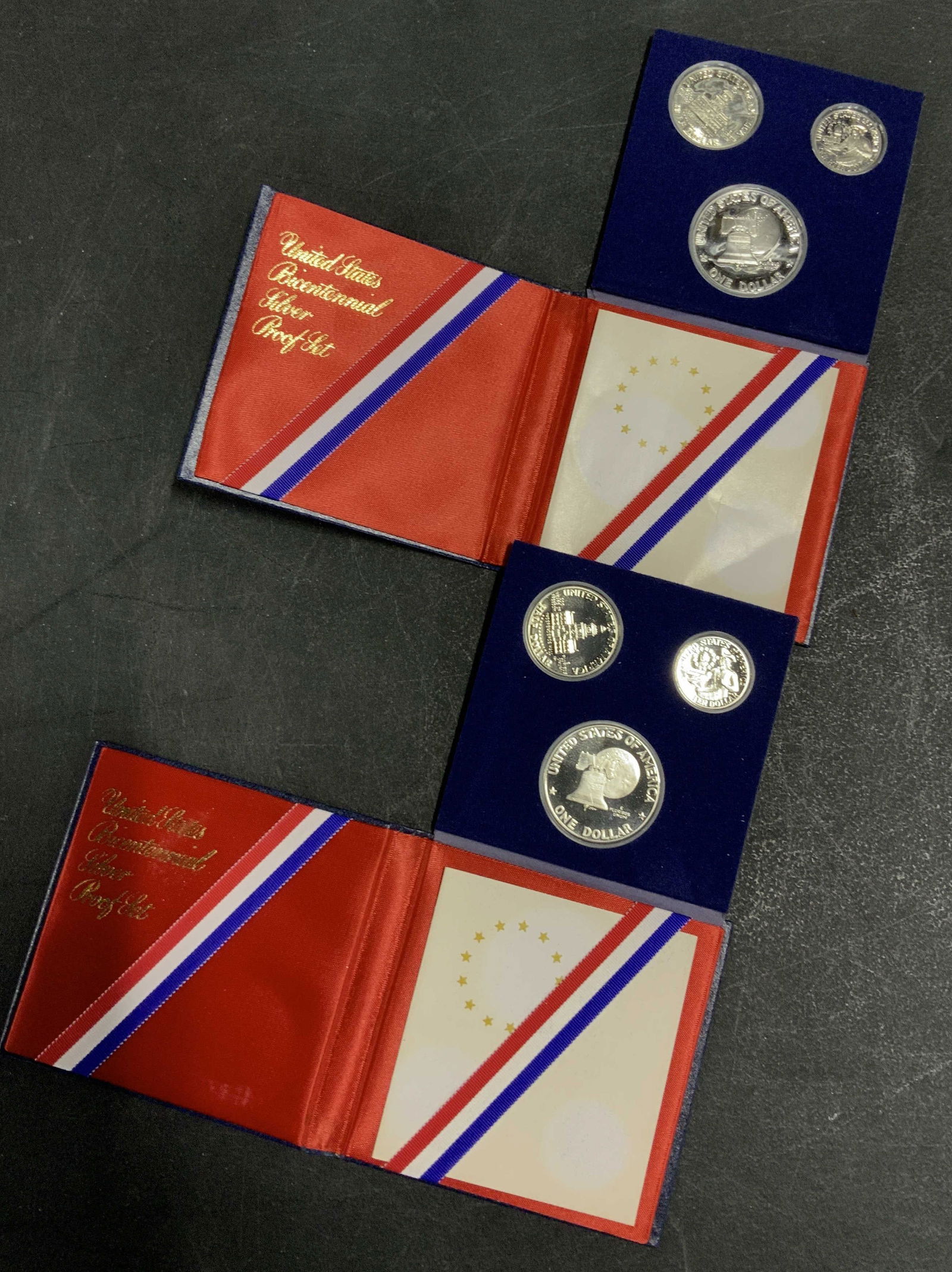 2 US Mint 3 Pc Bicentennial Coins, JFK, Ike, G.W. (1 of 10)