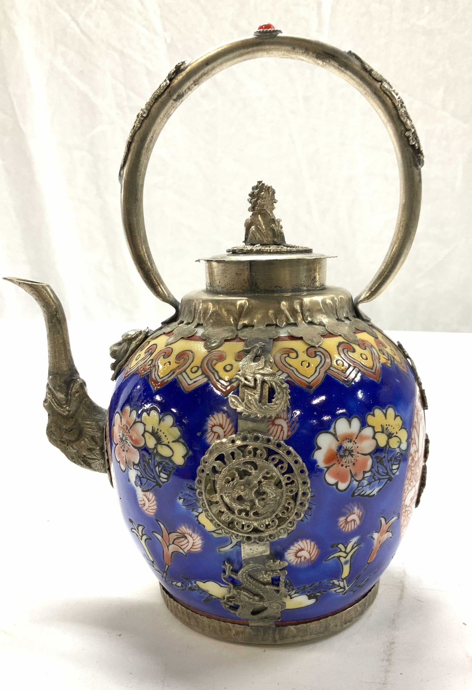 Carp- Dragon Asian Porcelain Teapot w Myth Animals (1 of 14)
