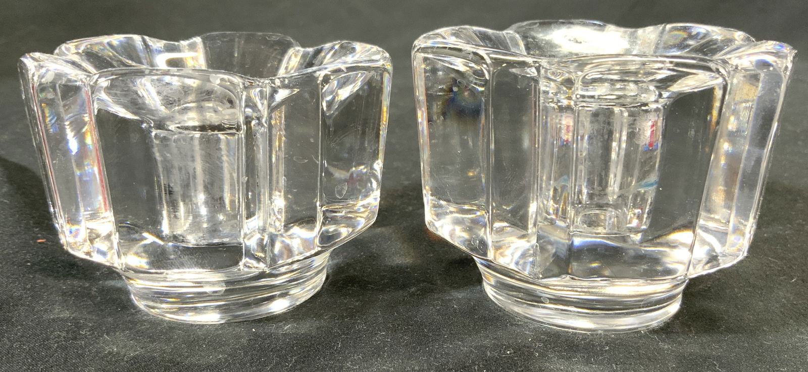 Pair Art Glass Crystal Candle Holders (1 of 6)