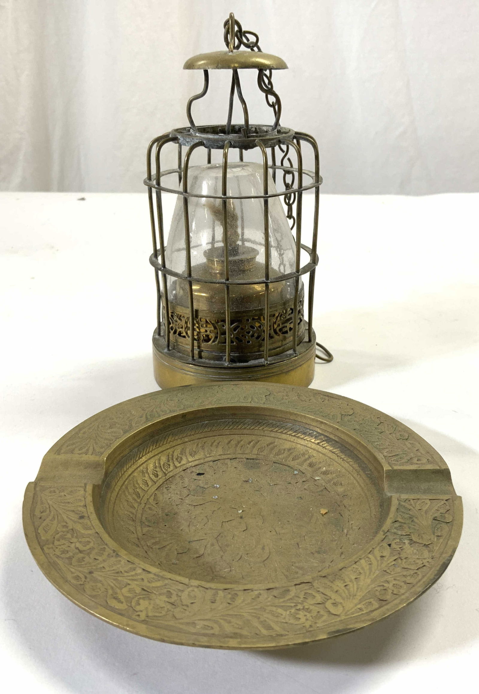 Lot 2 Brass Trinket Dish & Lantern (1 of 6)
