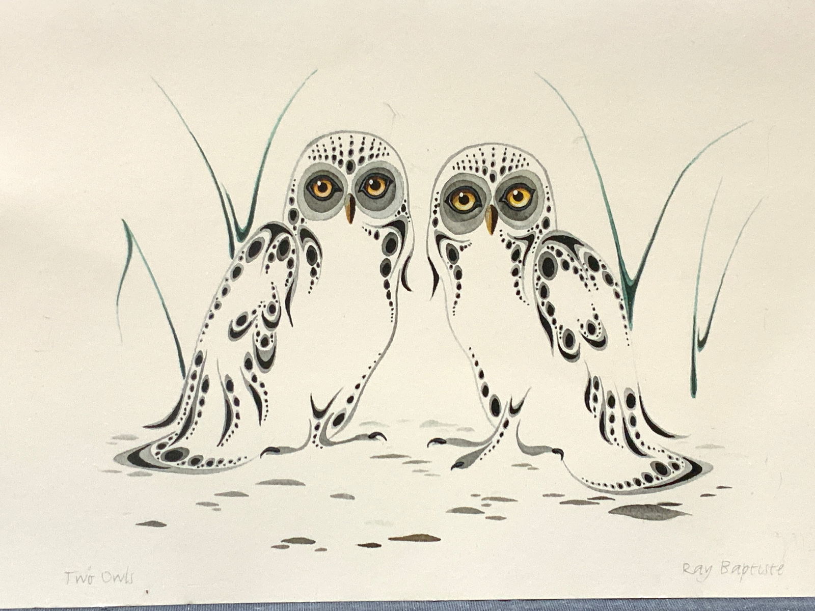 Ray Baptiste Two Owls Lithograph Card (1 of 7)