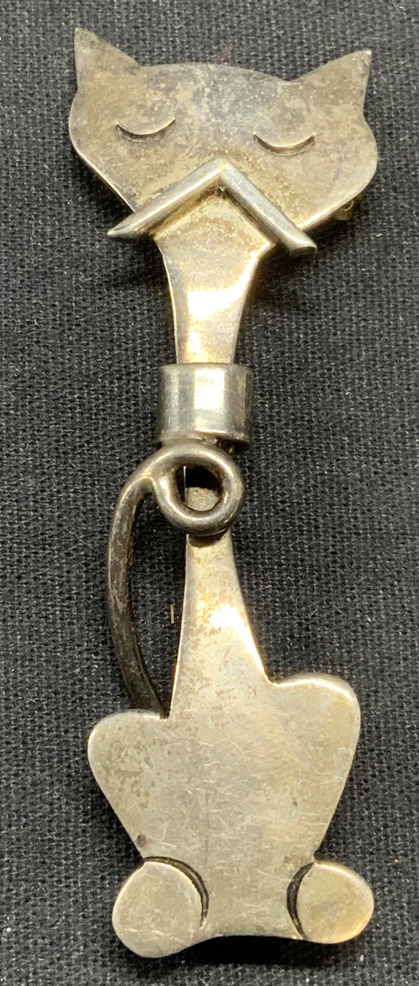 Sterling Silver Cat Brooch, Mexico (1 of 6)