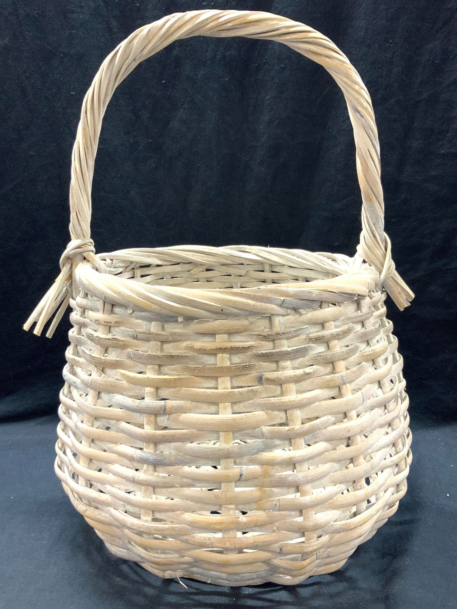 22 Inch Tall White Woven Wicker Basket (1 of 8)