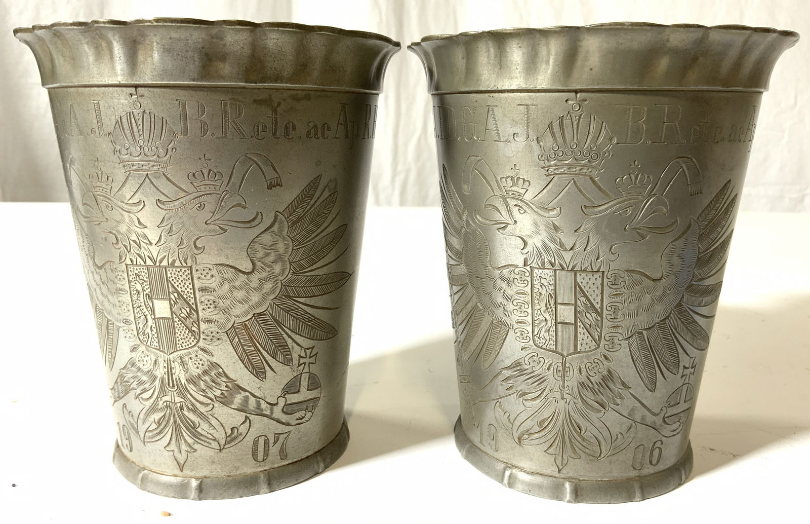 Pr Antg Ceremonial Metal Foot Washing Beakers (1 of 6)