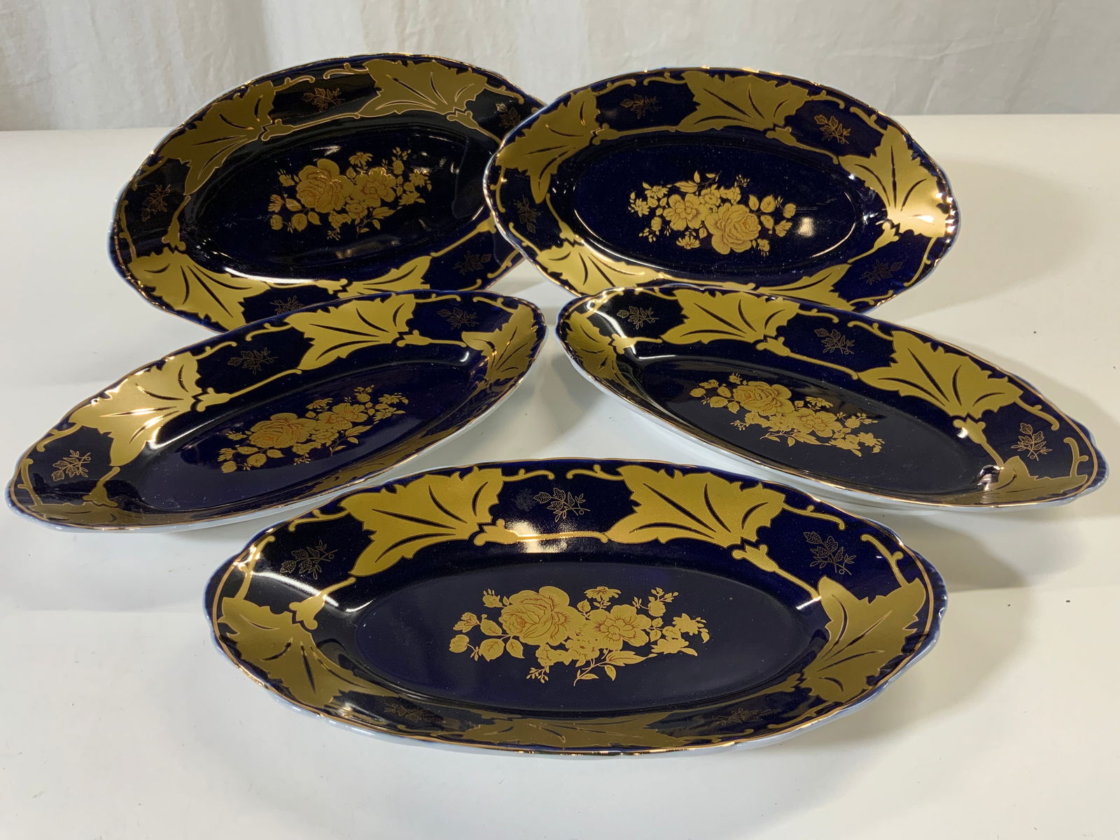 HAAS & CZJZEK Set 5 Cobalt Porc Dishes W Gilt (1 of 6)