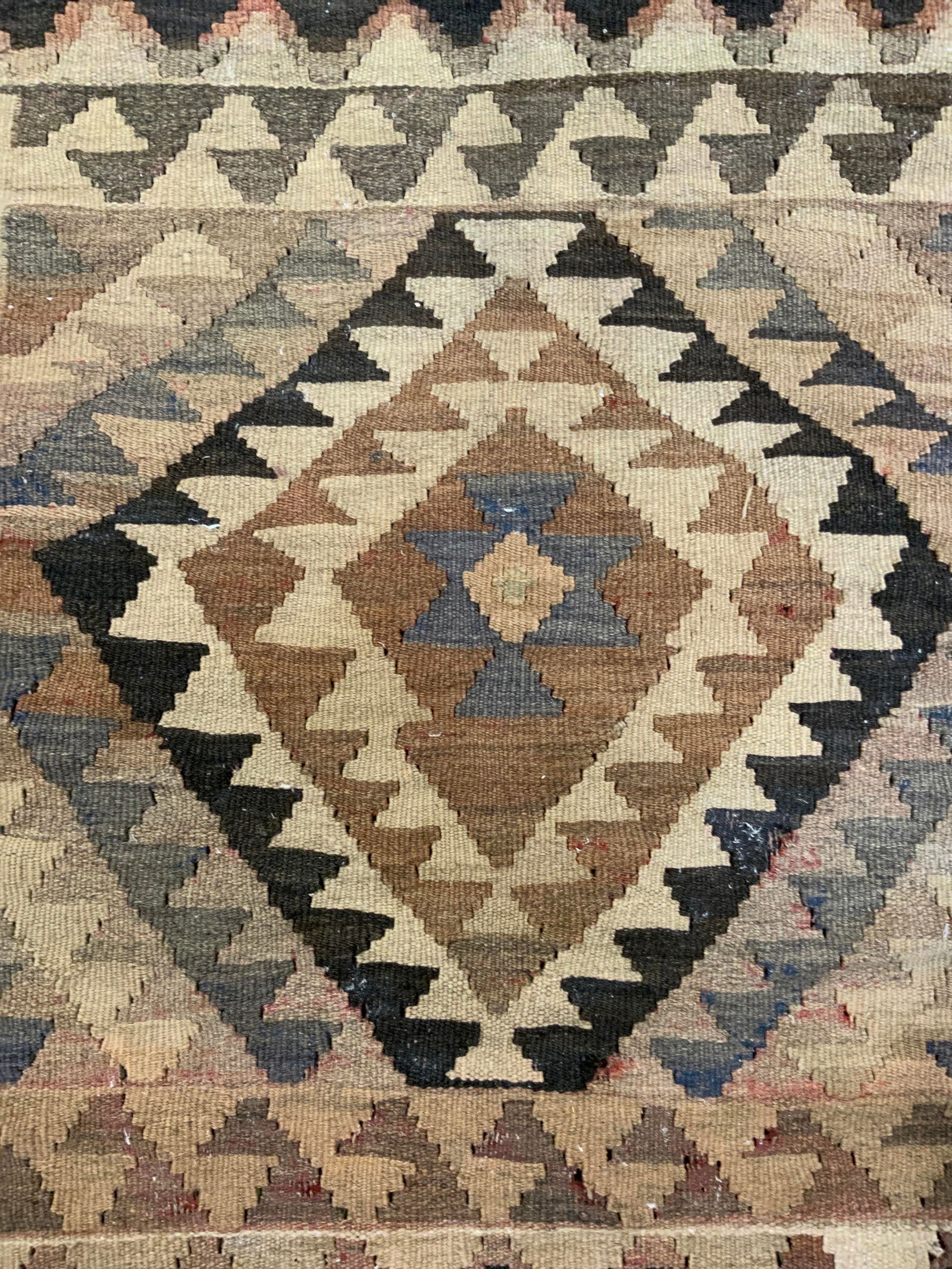 Vintage Hand Knotted Kilim Fringe Trim Accent Rug (1 of 9)