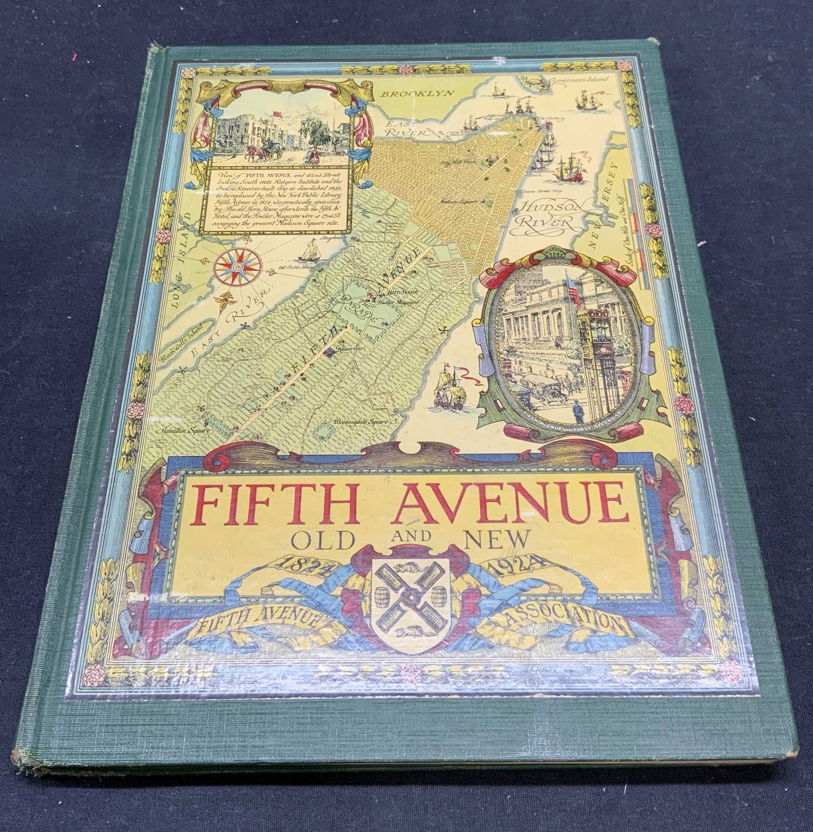 Fifth Avenue Old & New Book, NYC 1924: Hardcover copy of Fifth Avenue Old & New 1824-1924 by Henry Collins Brown. Contains illustrations. Published by The Fifth Avenue Association, 1924. Measures approx. 12.25 x 9 1/8 inches. Wear to cover