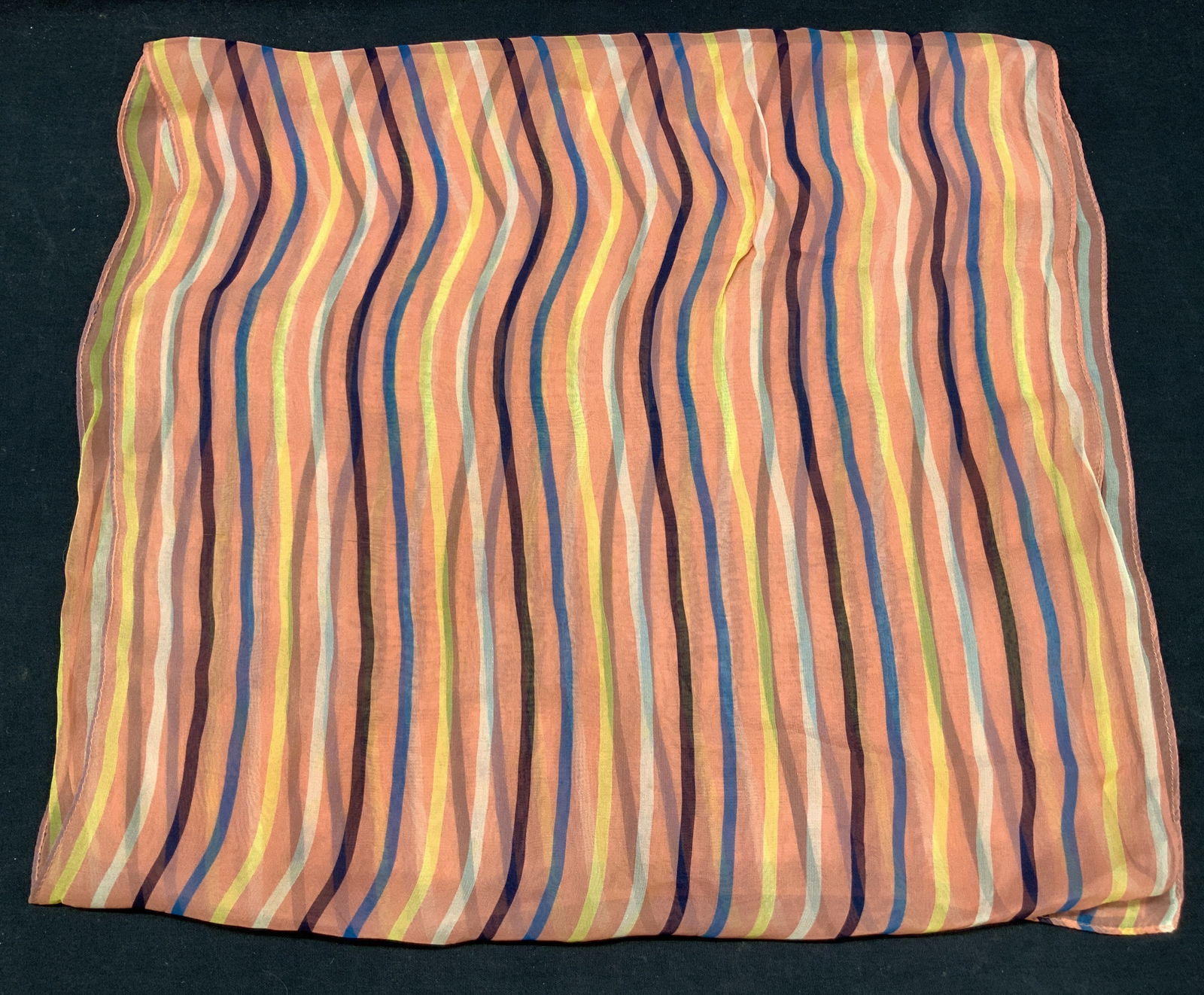 Pink Striped Hand Rolled Silk Scarf, Italy (1 of 7)