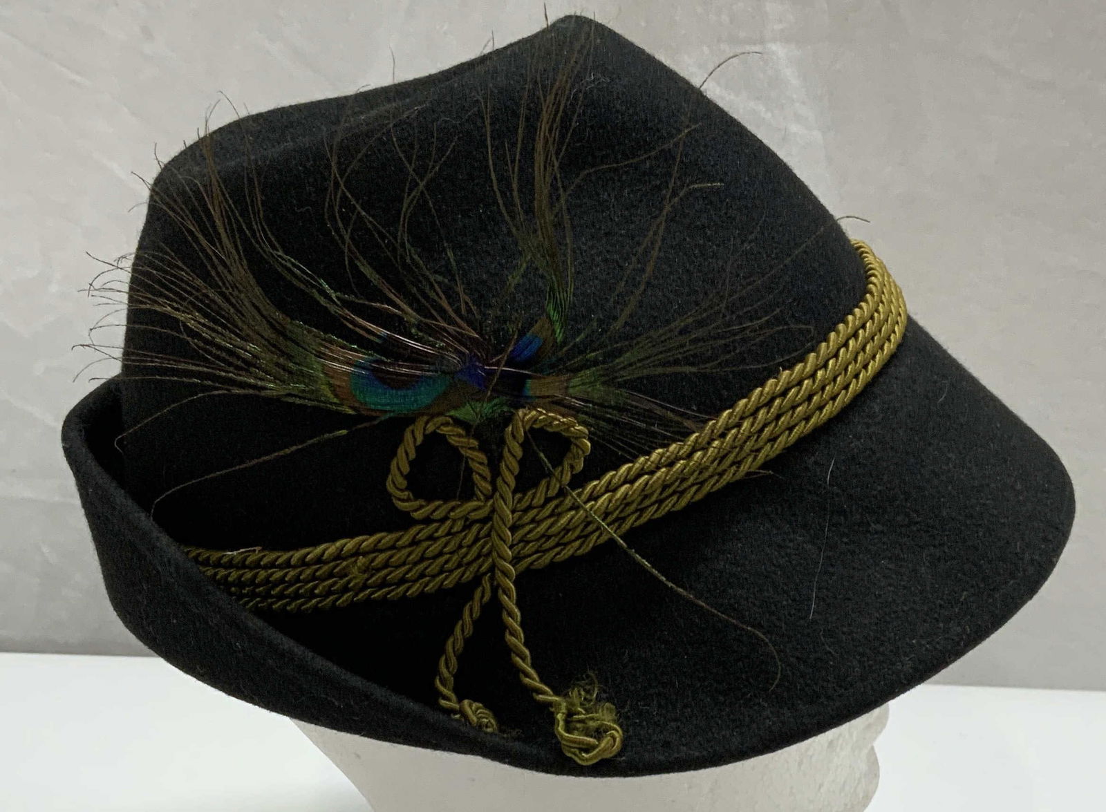 Vintage Black Wool Feather Hat (1 of 6)