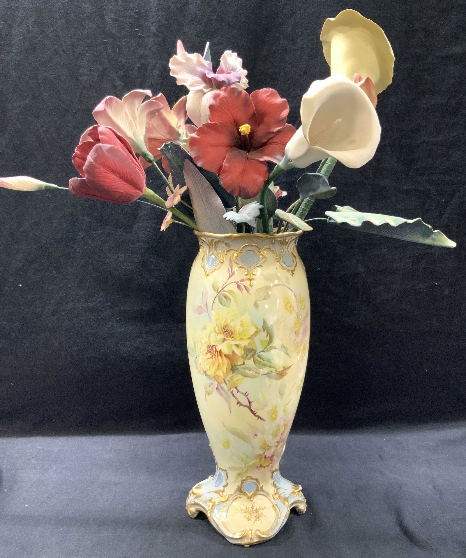 XL Royal Bonn Porcelain Vase W Ceramic Flowers (1 of 11)