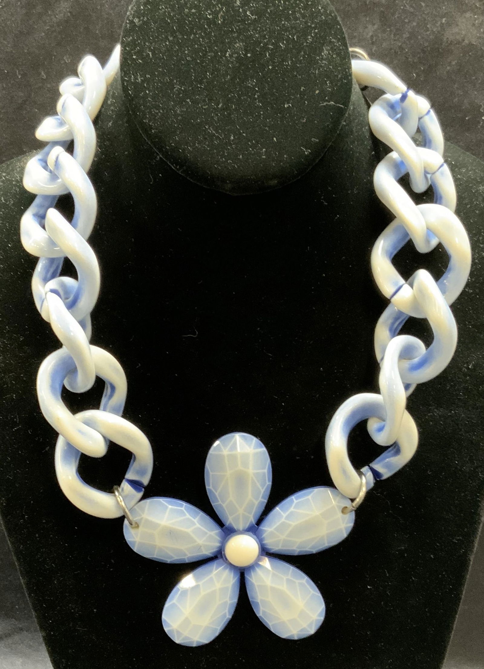 Alisha D Blue Floral Pendant Necklace, Italy (1 of 6)