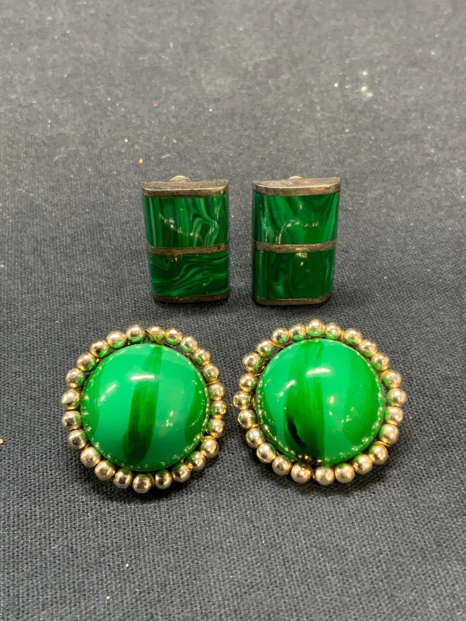 Lot 2 Sterling Silver Malachite Earrings, More (1 of 8)