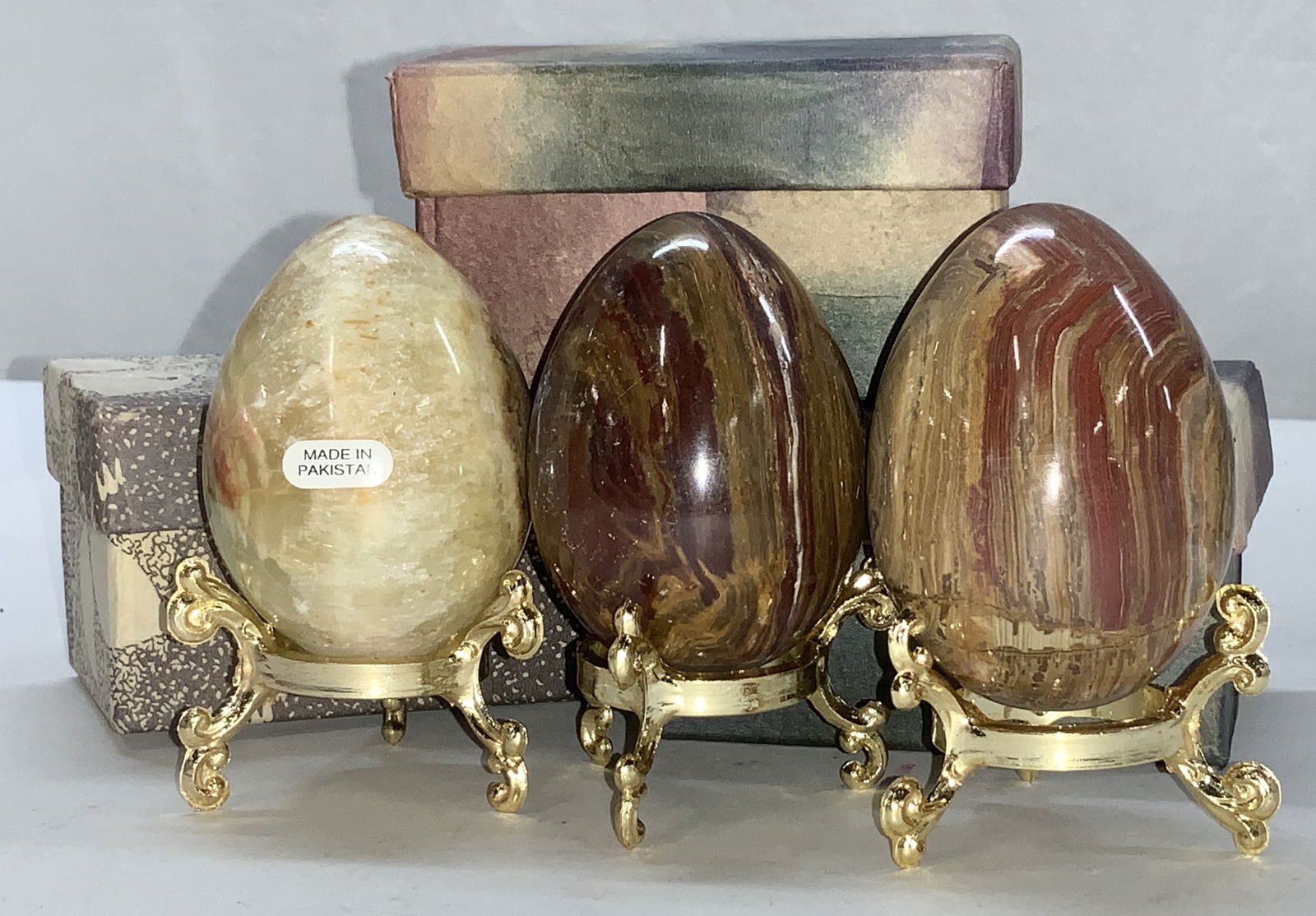 Lot 3 Polished Natural Stone Eggs NIB, Pakistan (1 of 8)