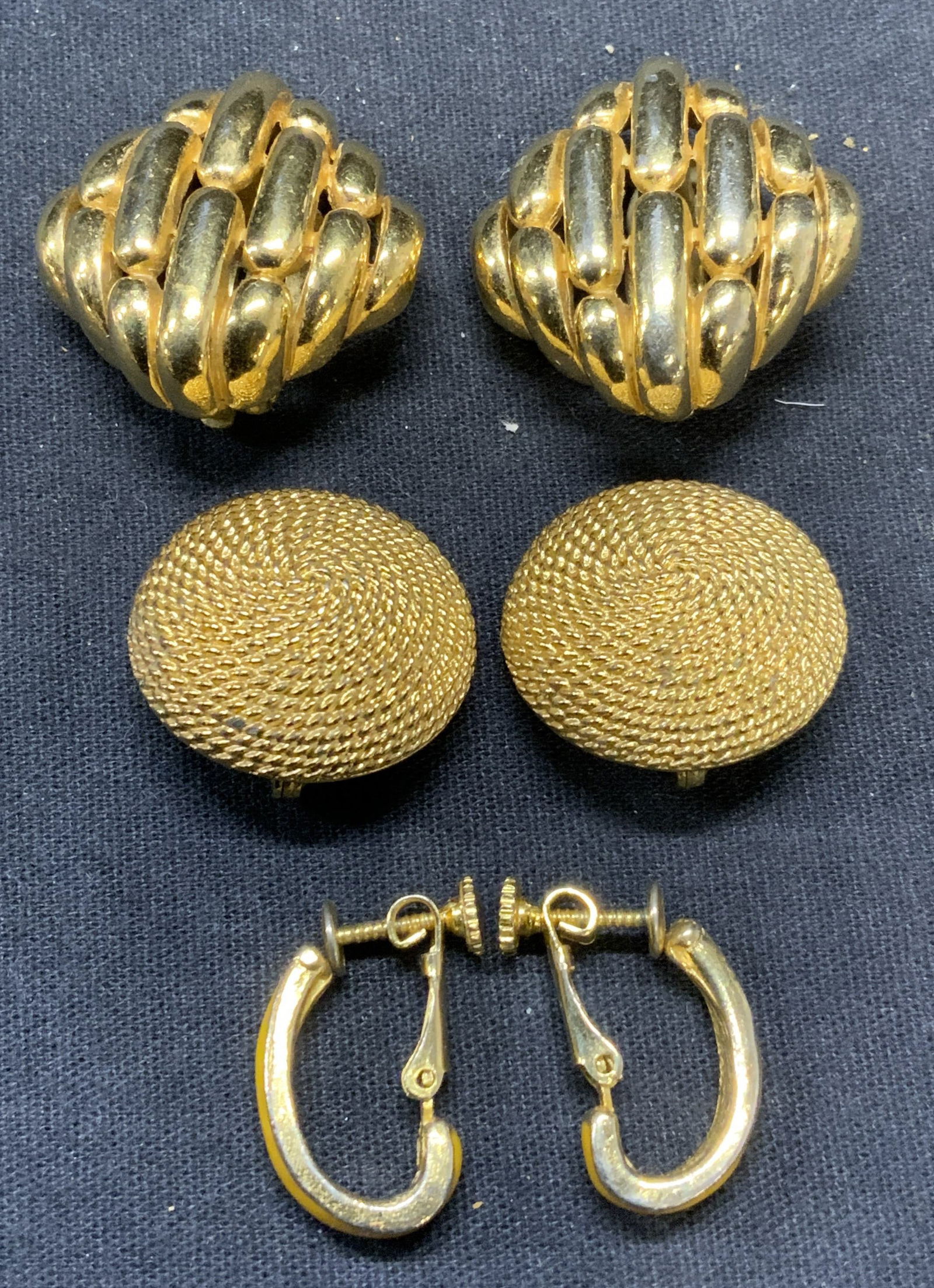 Lot 3 CINER, MONET Gold Tone Earrings (1 of 7)