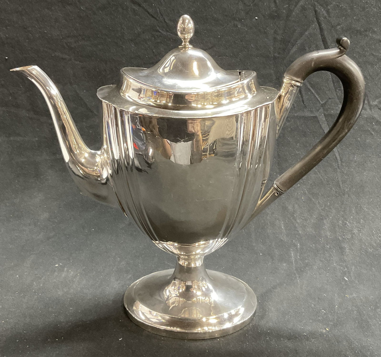 Silver Toned Teapot W Finial and Wood Handle (1 of 12)