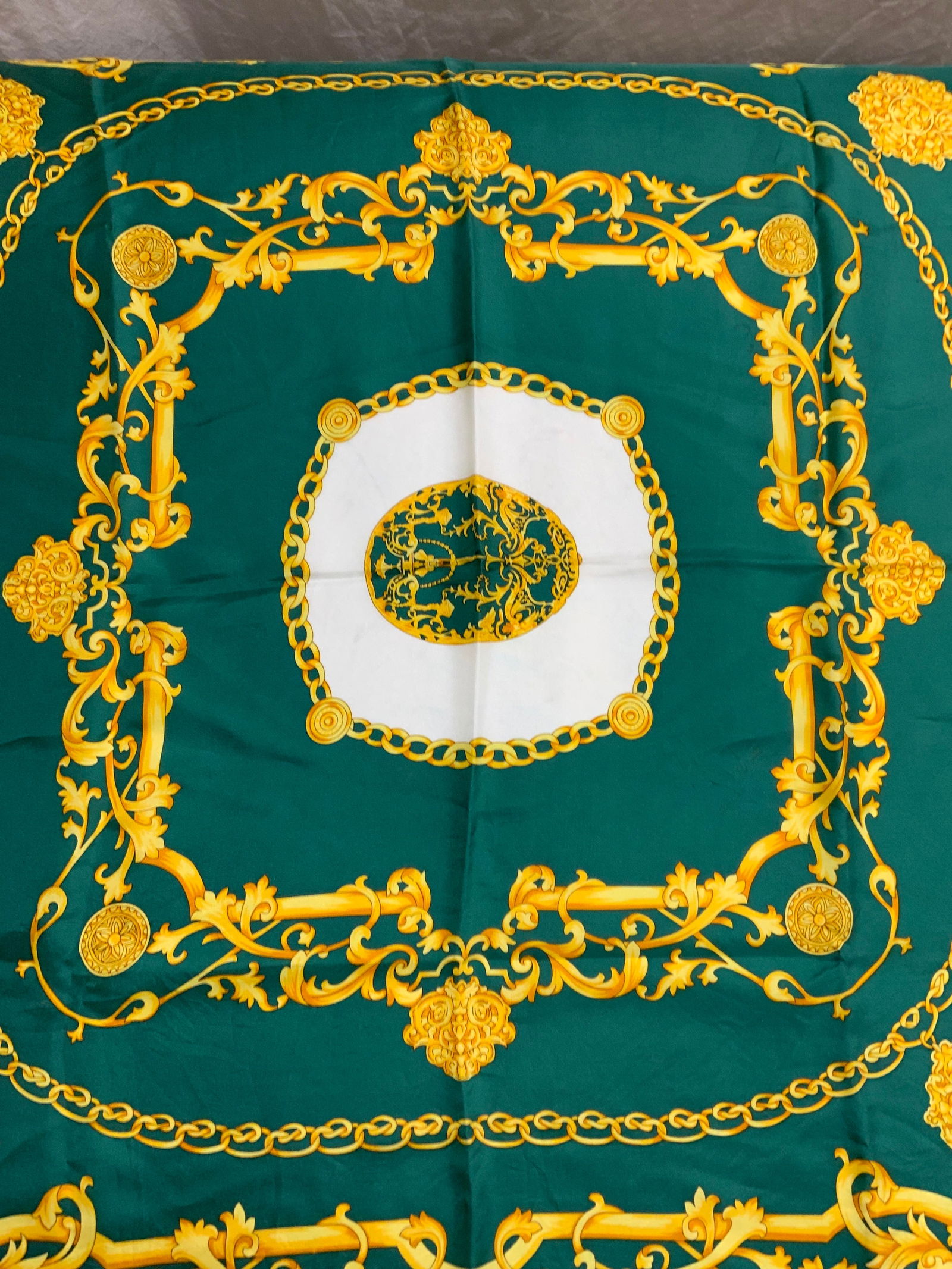FABERGE Green Silk Scarf (1 of 6)