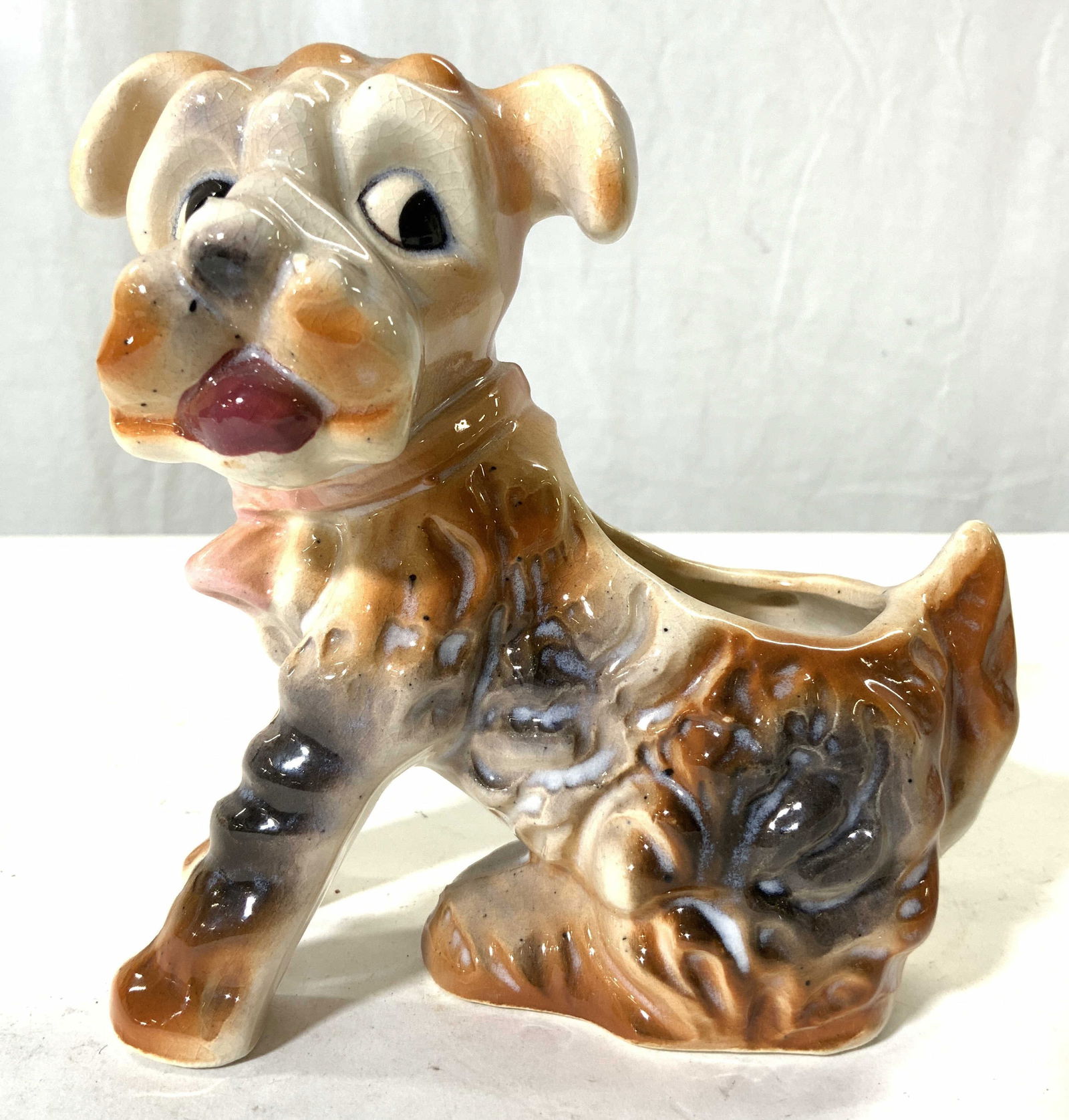 Vintage Porcelain Dog Planter Vessel (1 of 9)