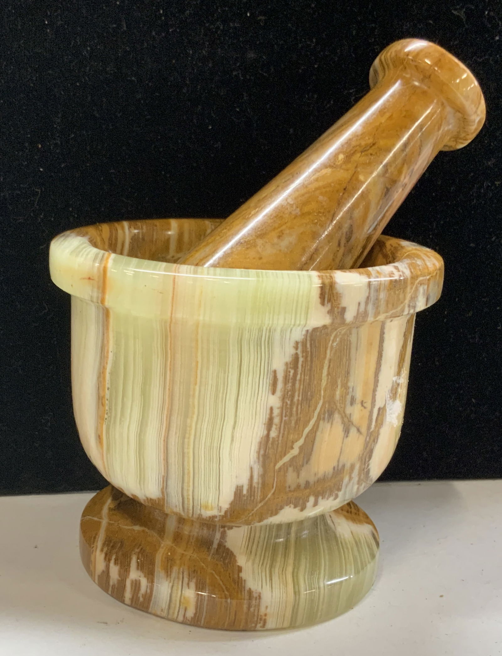 Carved Banded Agate Mortar & Pestle, 2 (1 of 6)