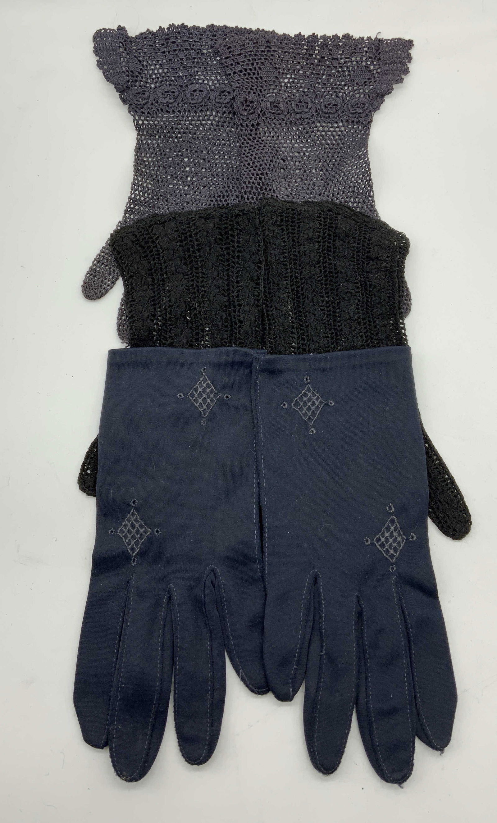 Lot 3 Black & Grey Crochet Knit Gloves, More (1 of 7)