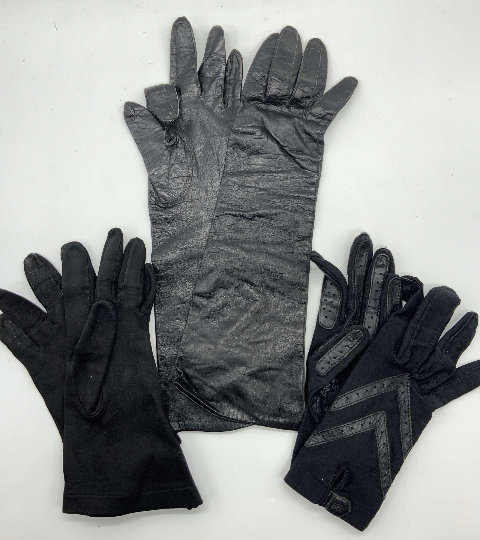 3 Pairs Black Leather & Suede Gloves (1 of 10)