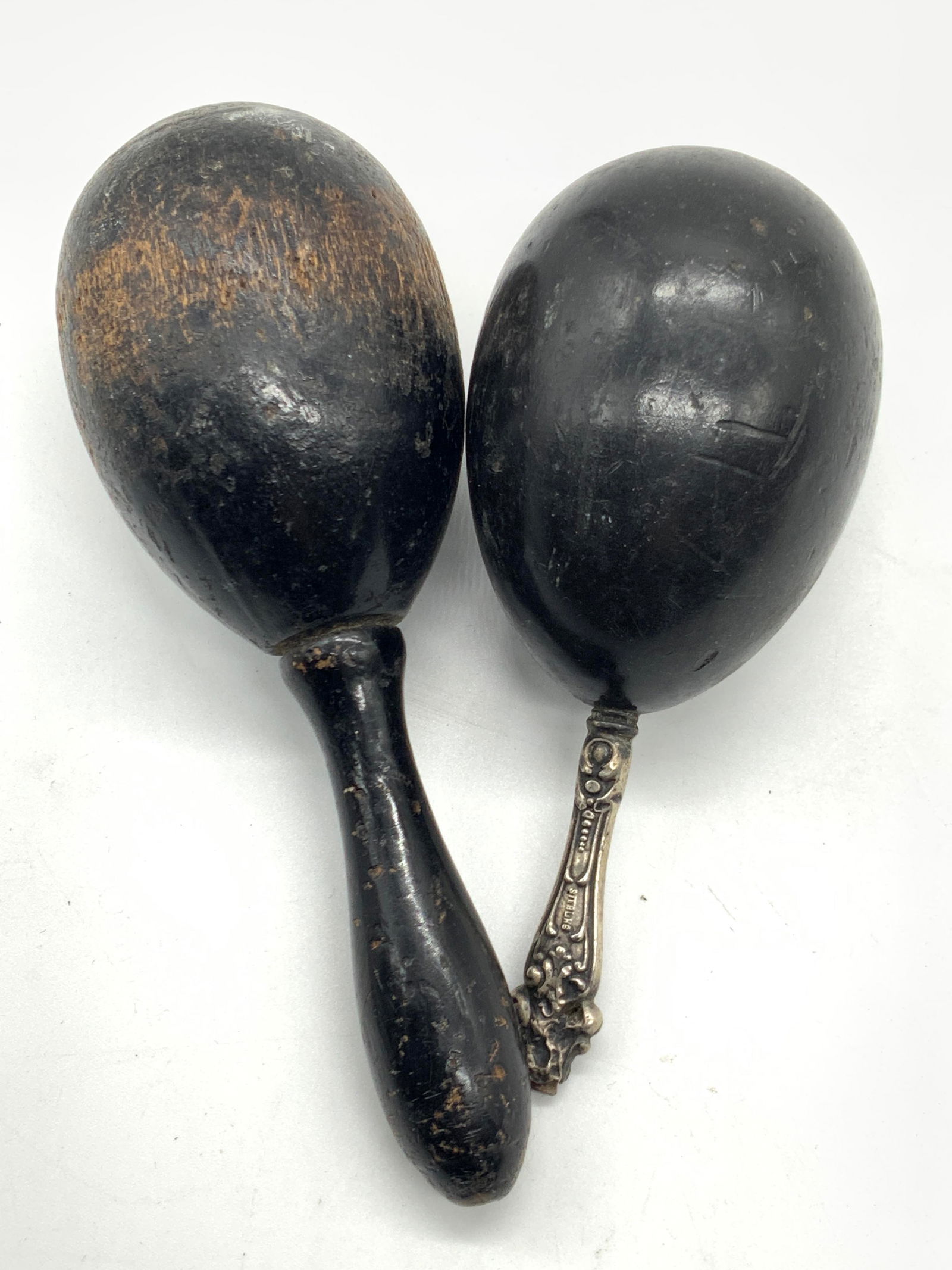 2 Antique Wood & Sterling Sock Darner Sewing Tools (1 of 6)