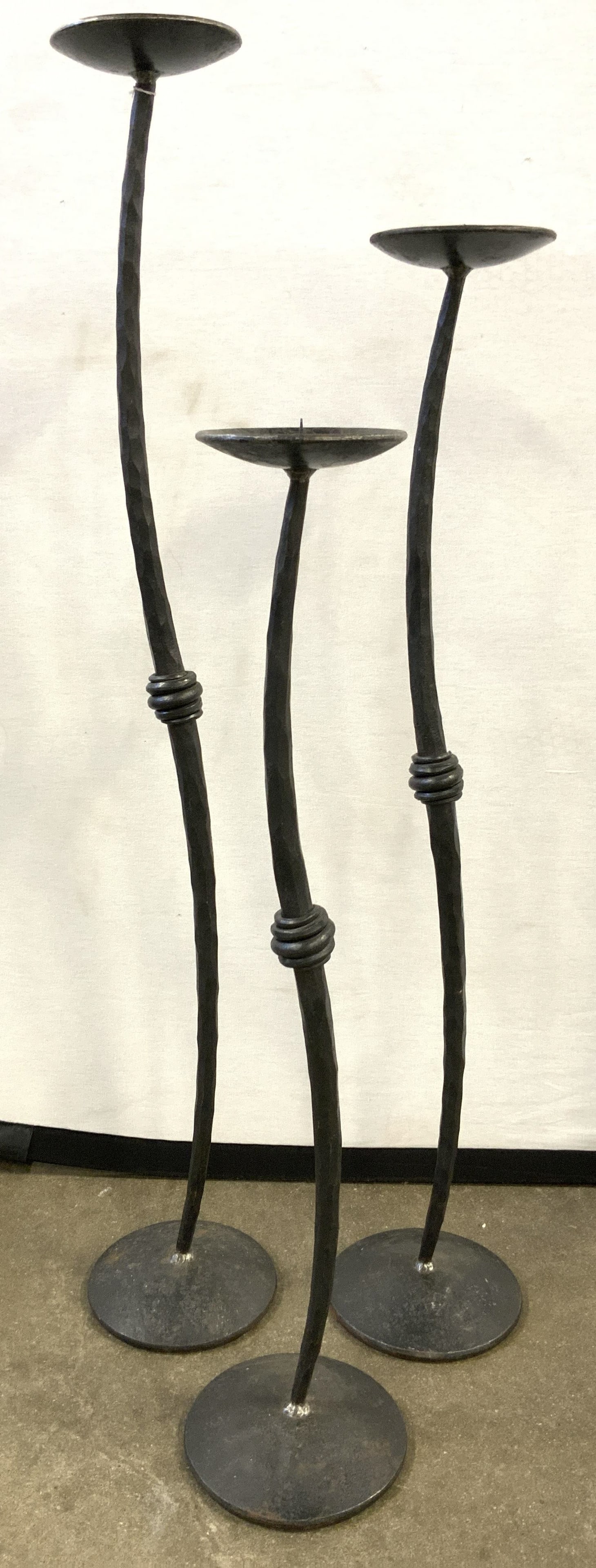 Lot 3 Wrought Iron Floor Size Candlesticks (1 of 6)
