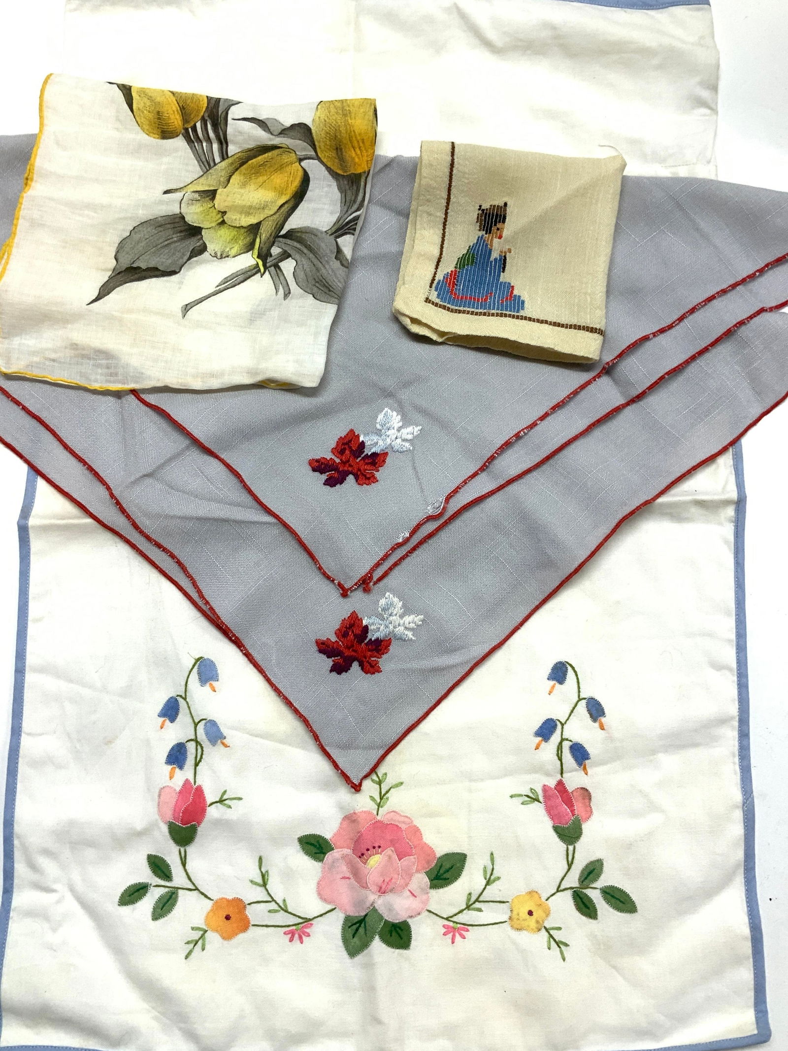 Vintage Linen Cotton Napkins, Hankie, more 5 (1 of 9)