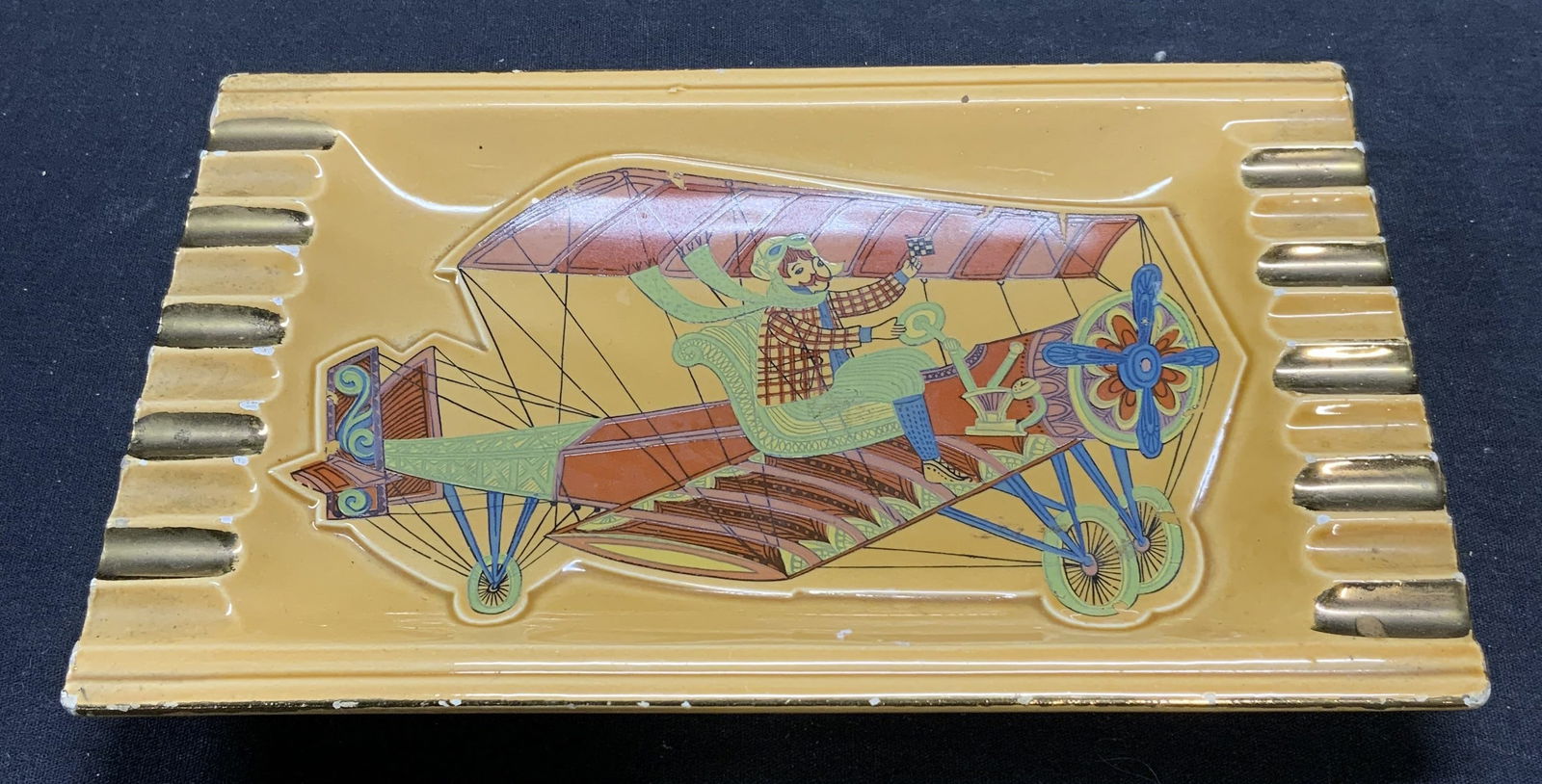 Vintage Bi Wing Airplane Ceramic Trinket Dish (1 of 7)