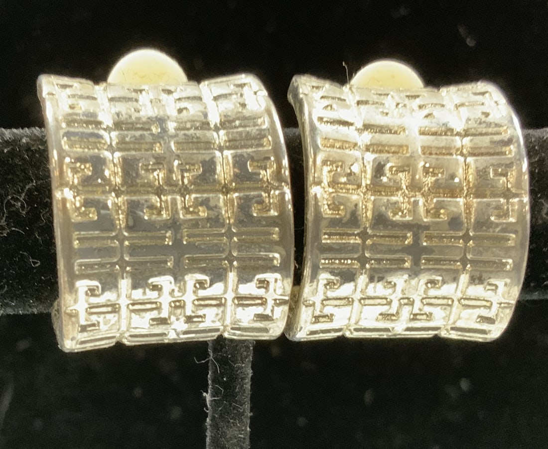 GIVENCHY Silver Tn Half Huggie Clip On Earrings (1 of 6)