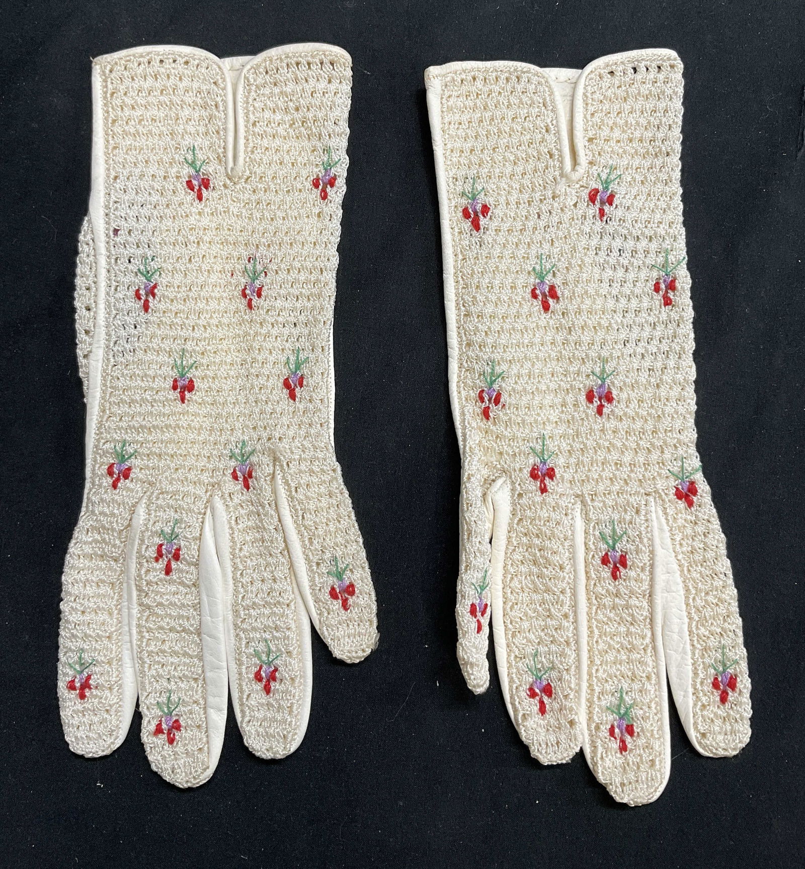 Gloves Cream Toned Leather Wrist Length (1 of 7)