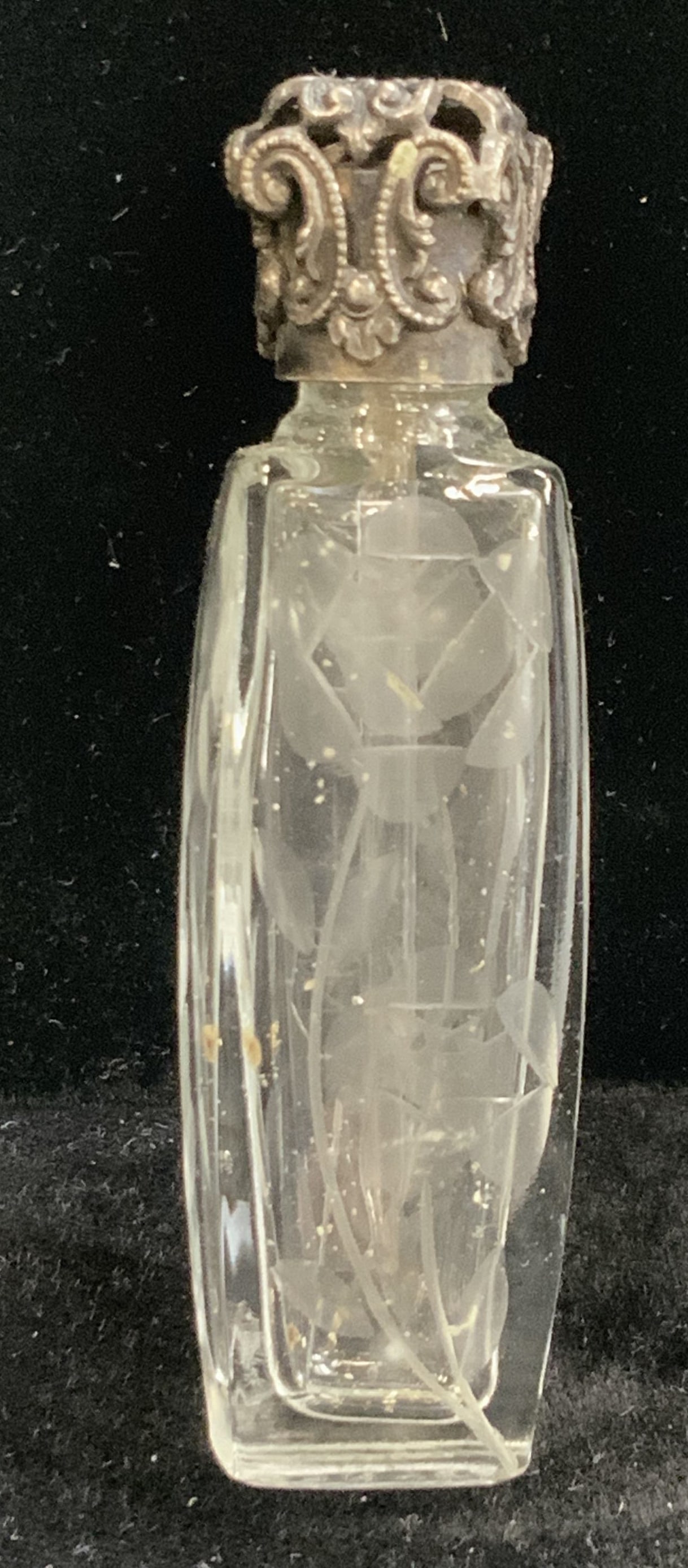 Antique Glass Perfume Bottle w Sterling Silver Cap (1 of 6)