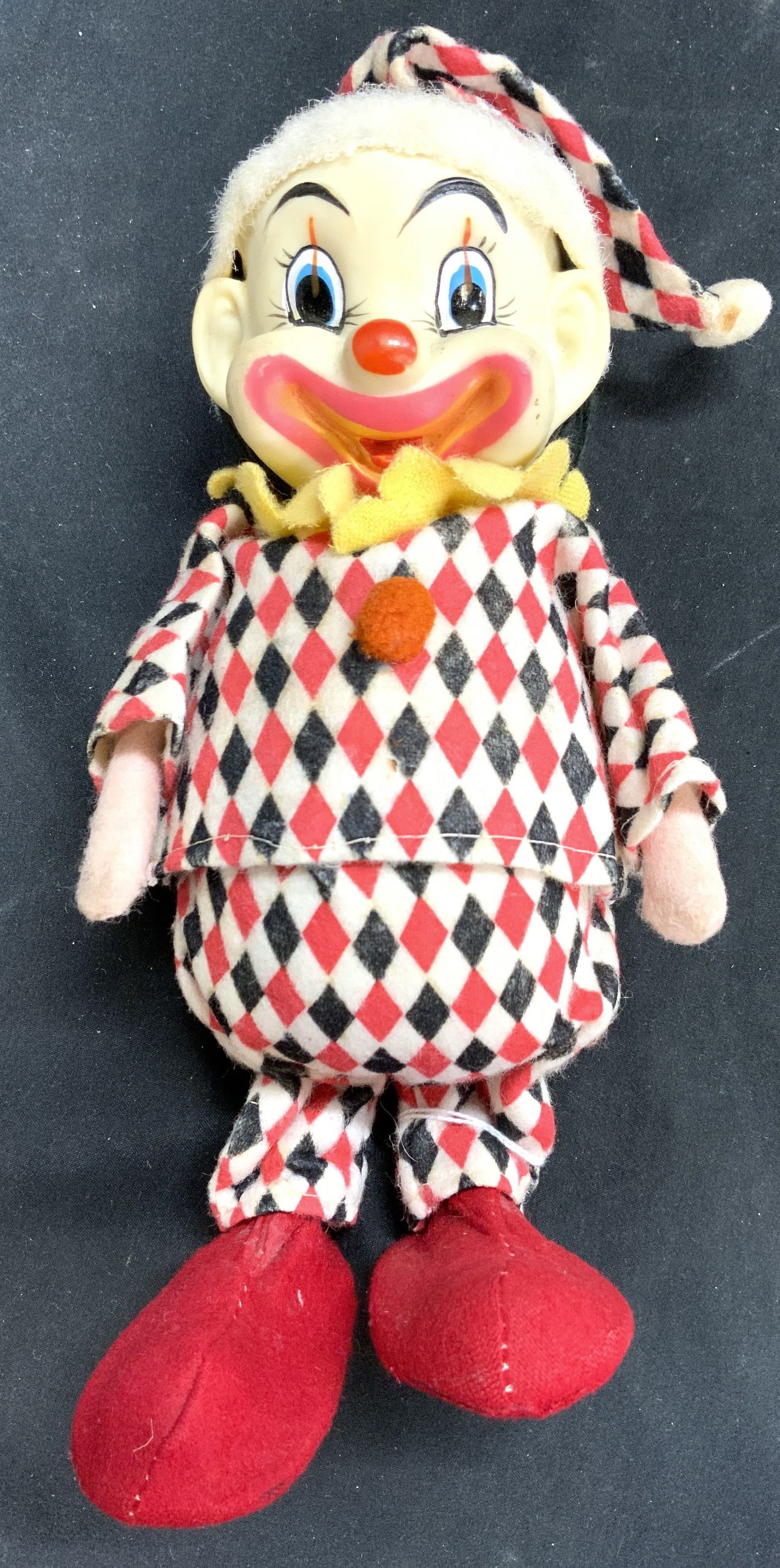 Vntg Felt Clown Doll W Diamond Pattern Clothing (1 of 6)