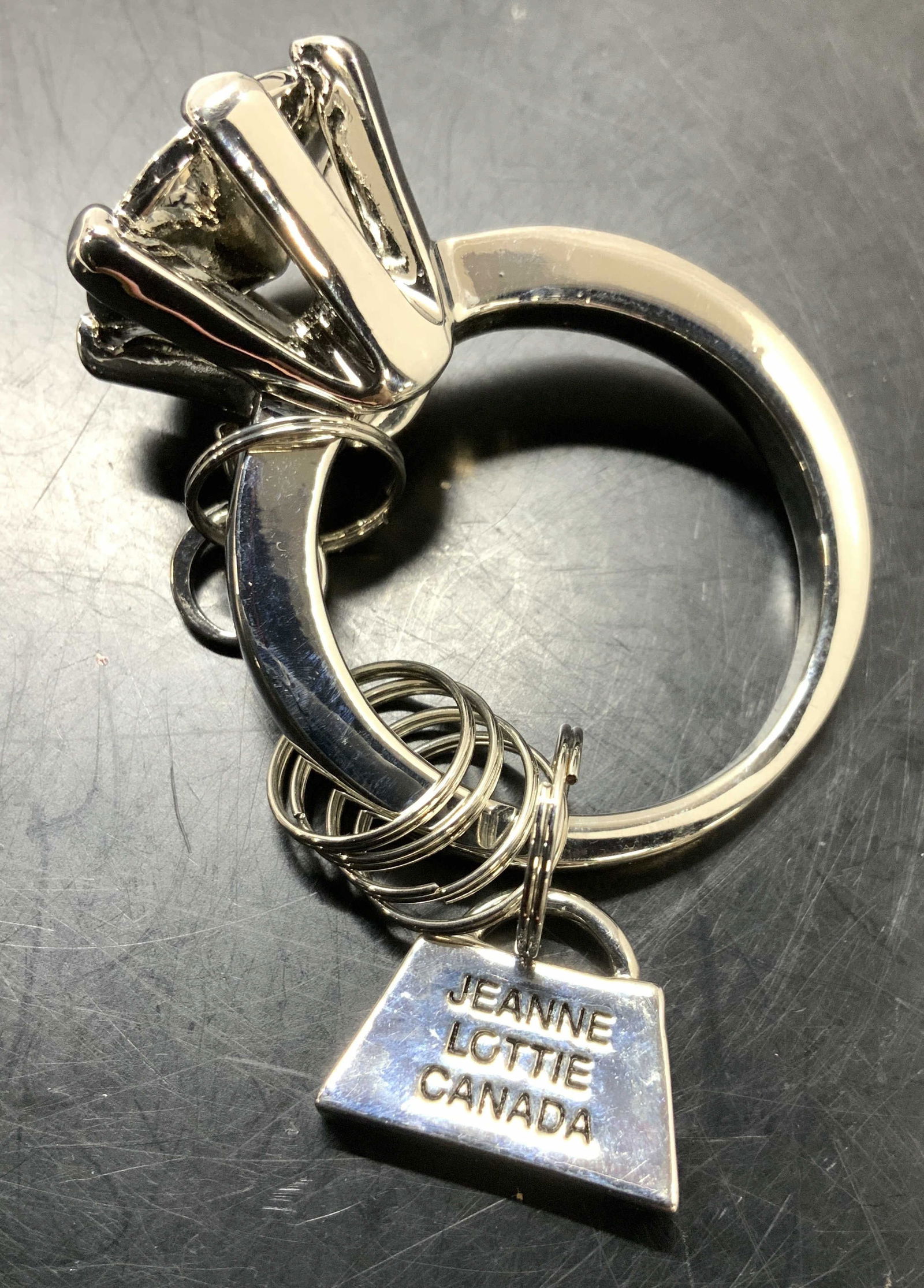 Jeanne Lottie Oversized Crystal Ring Key Chain (1 of 8)
