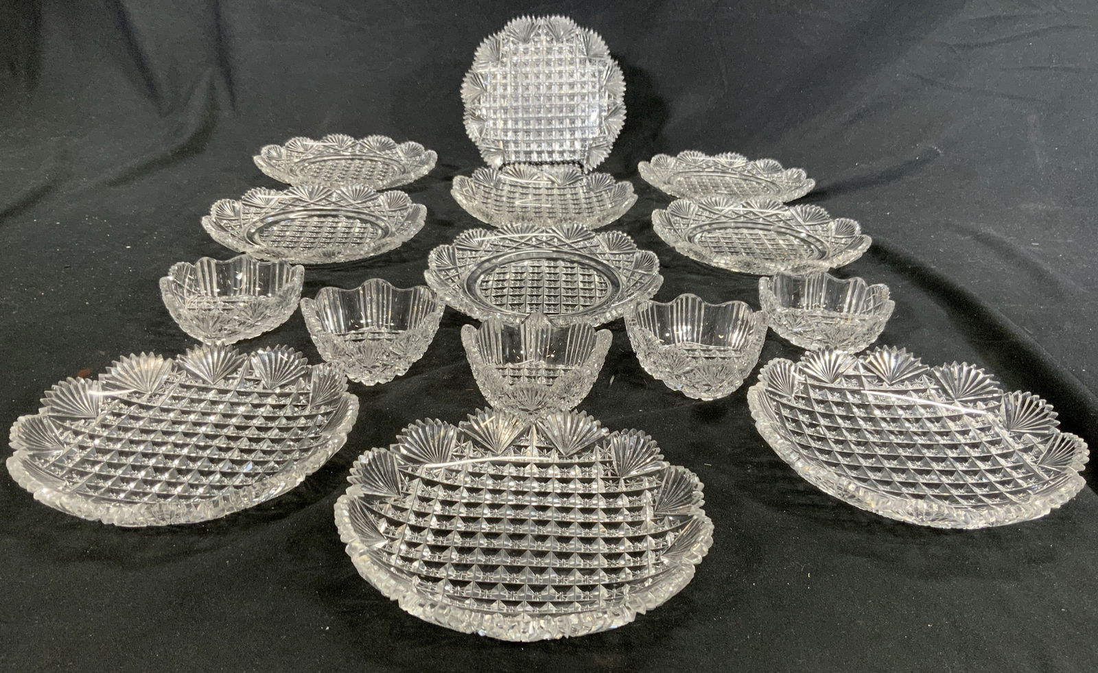 Lot 15 Assorted Toothed Crystal Dishes (1 of 6)