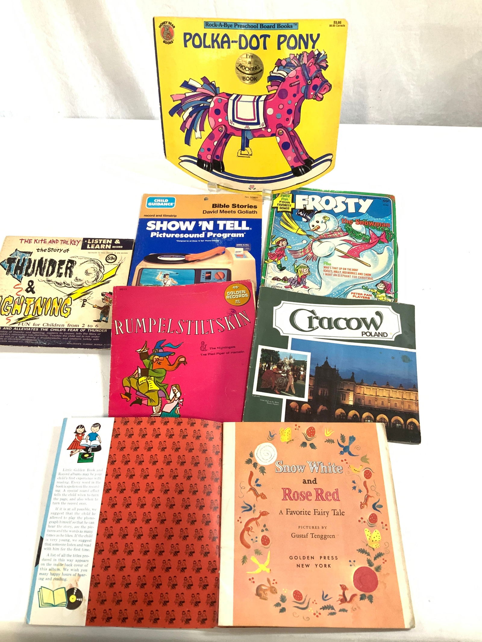 Lot7 Vtg Childrens Books, 45 rpm records, 1950s + (1 of 8)